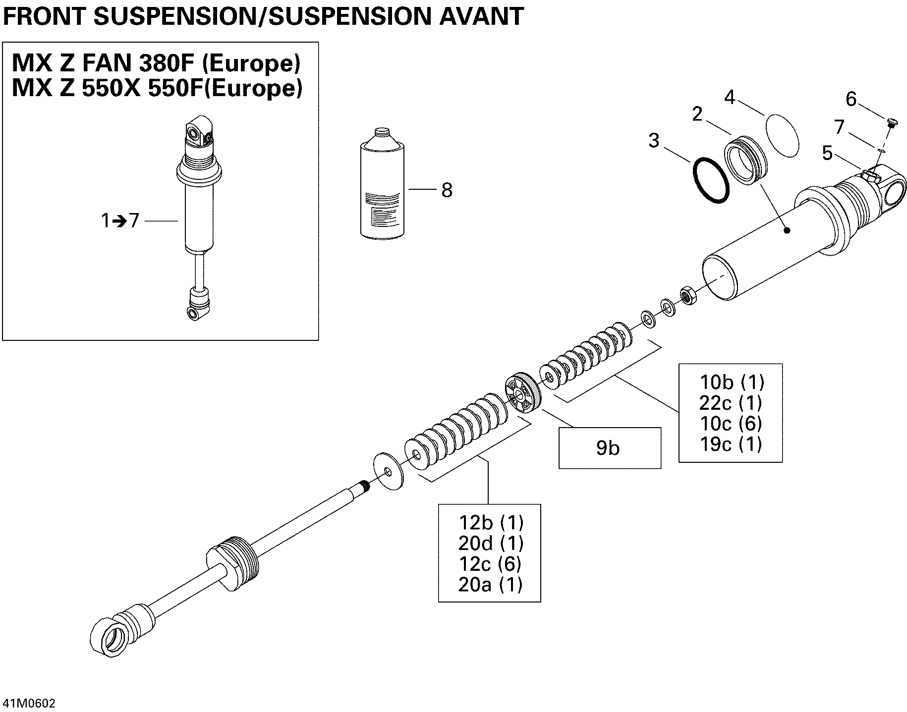 Take Apart Shock, Front MX Z 550X