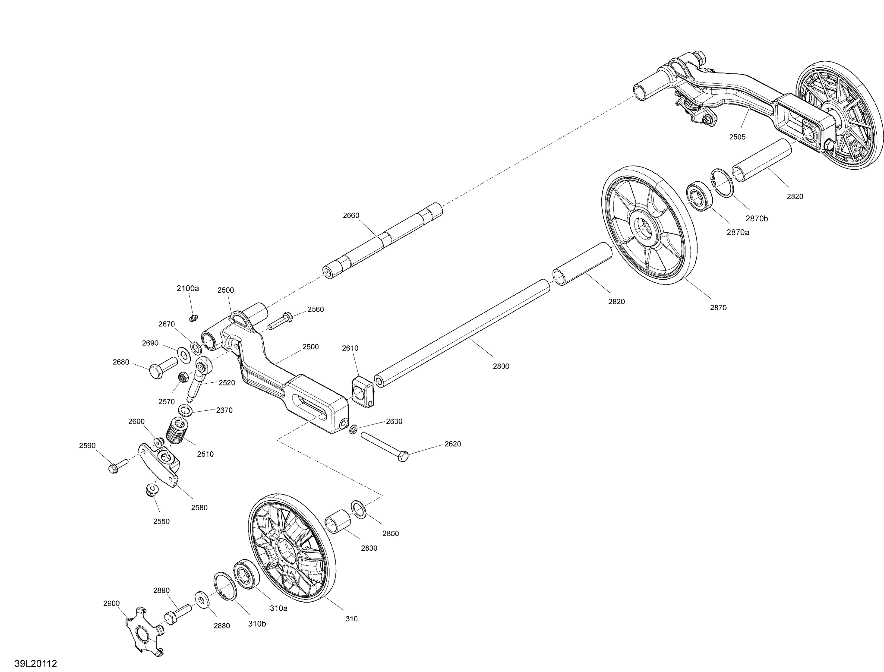 Схема узла: Suspension, Rear - System - Rear Rail Wheel Lever