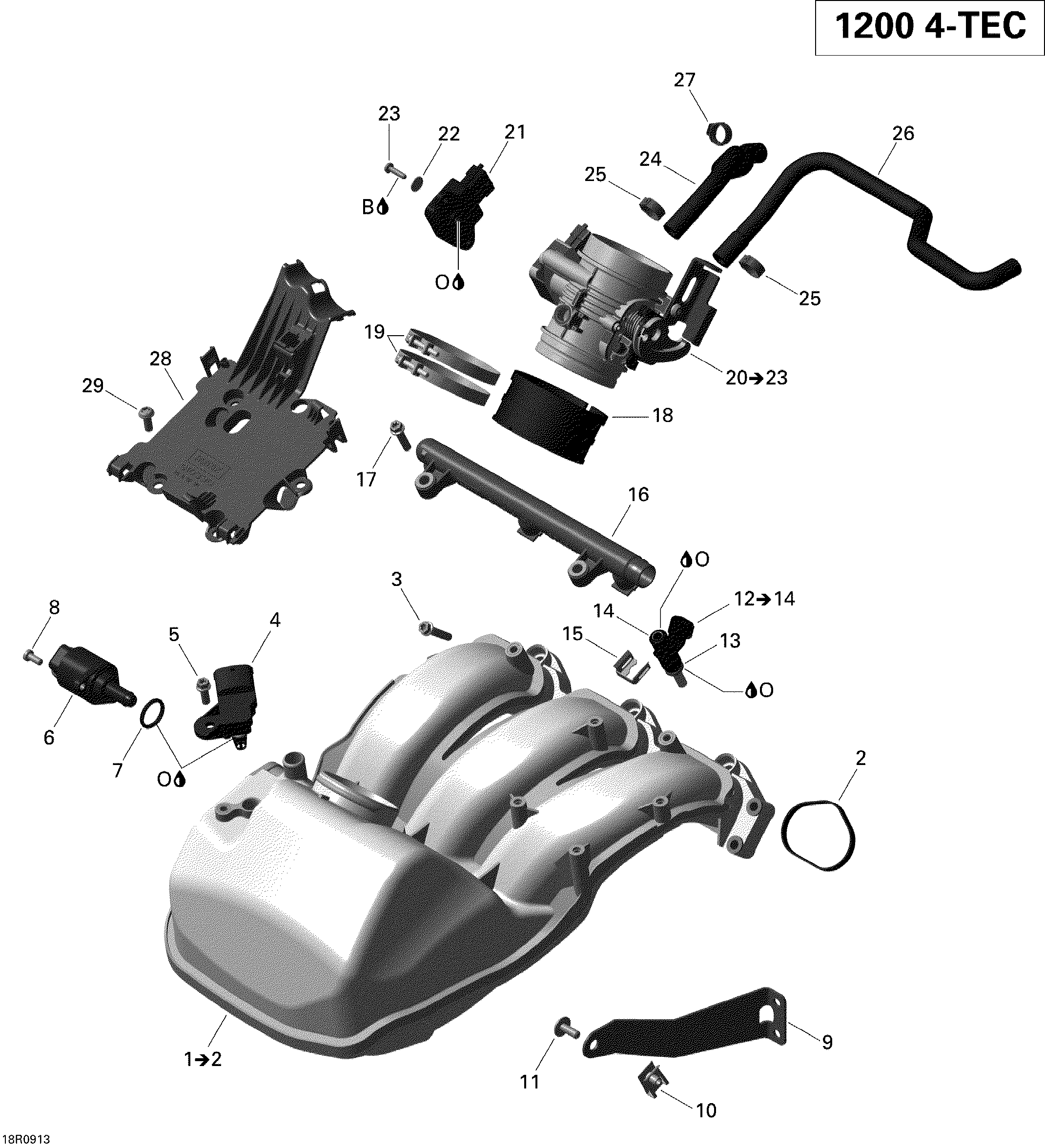 Схема узла: Air Intake Manifold And Throttle Body