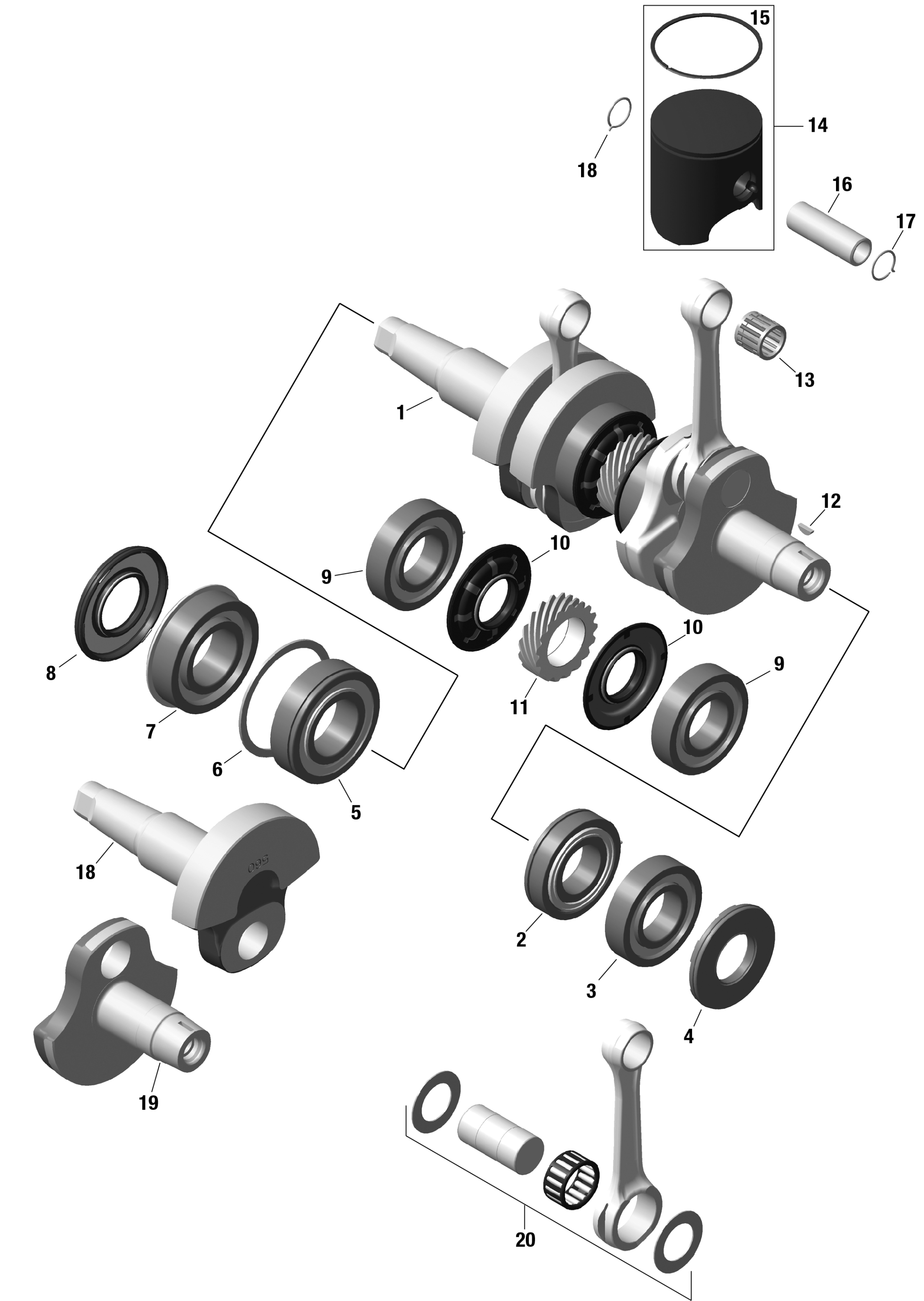 Engine - Crankshaft And Pistons - 600R E-TEC