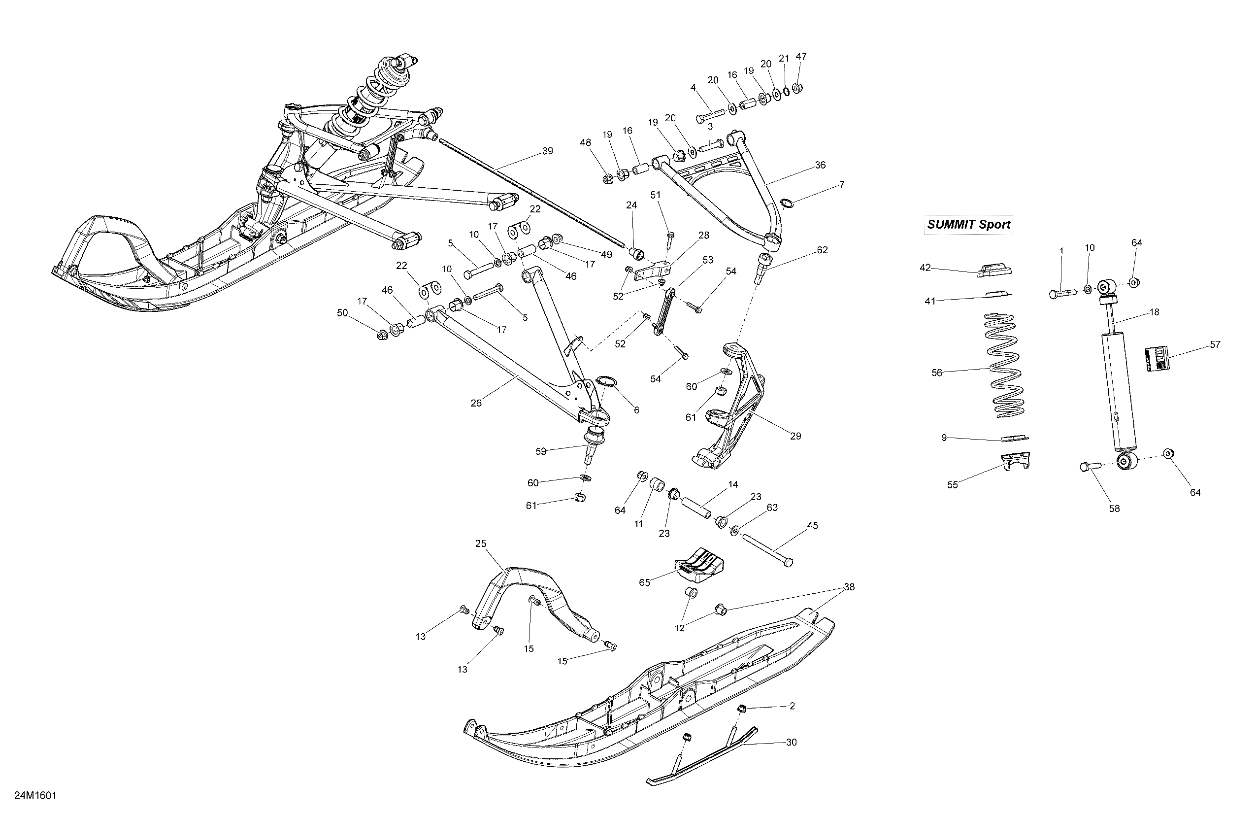 Схема узла: Front Suspension And Ski  - 600 CARB