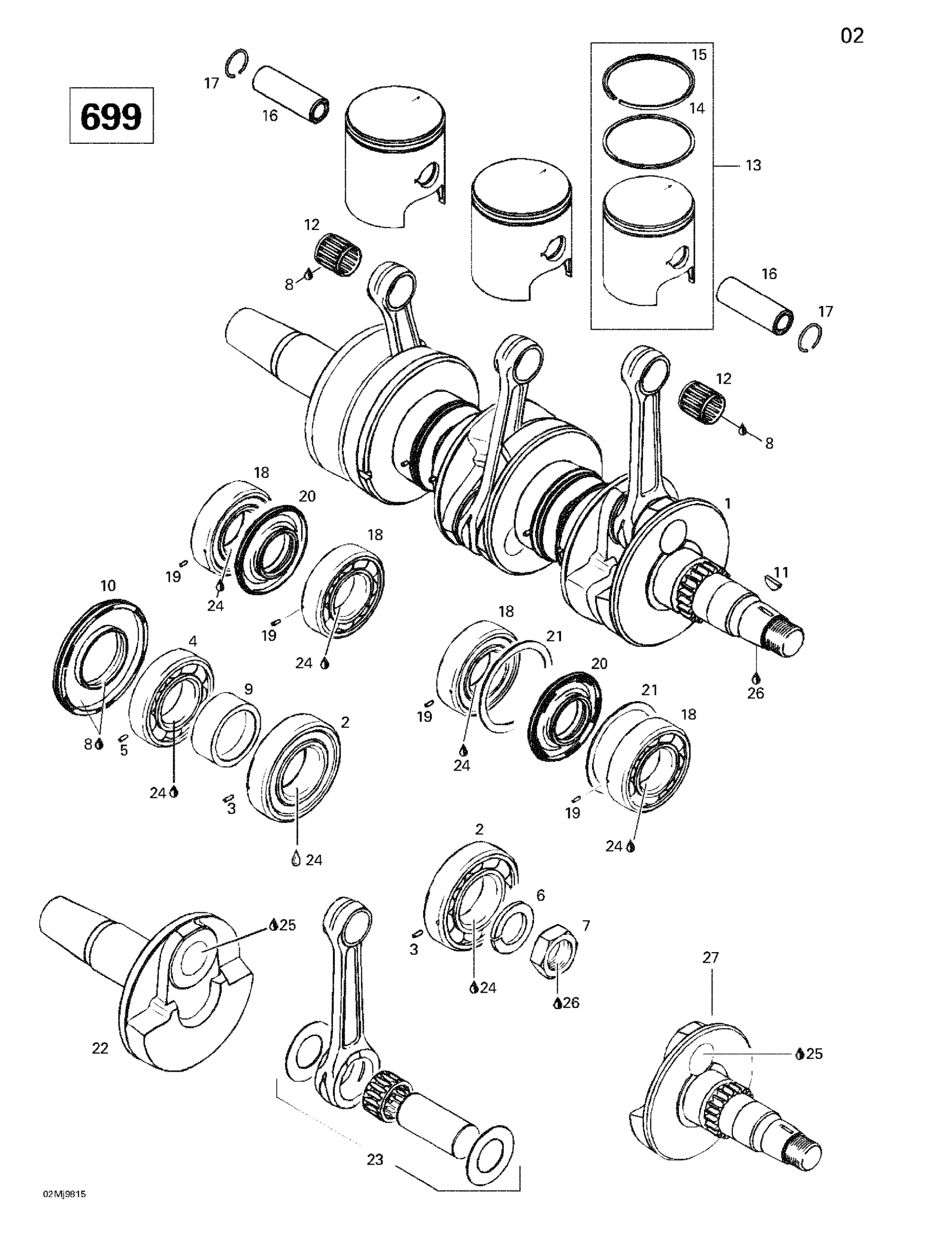 Схема узла: Crankshaft And Pistons (699)