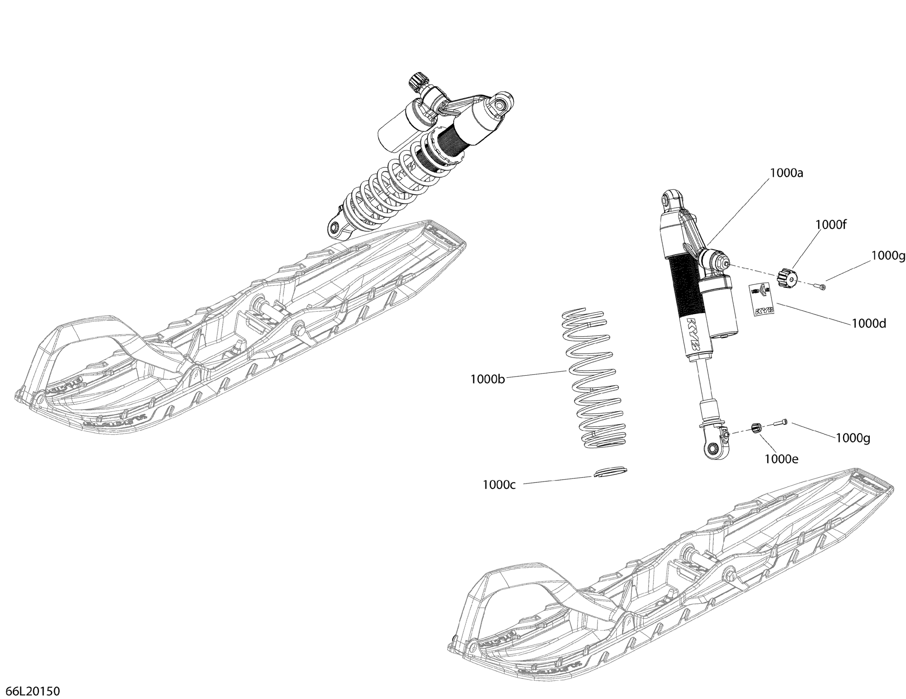 Suspension, Front - Shocks - Ski Stance 921 mm