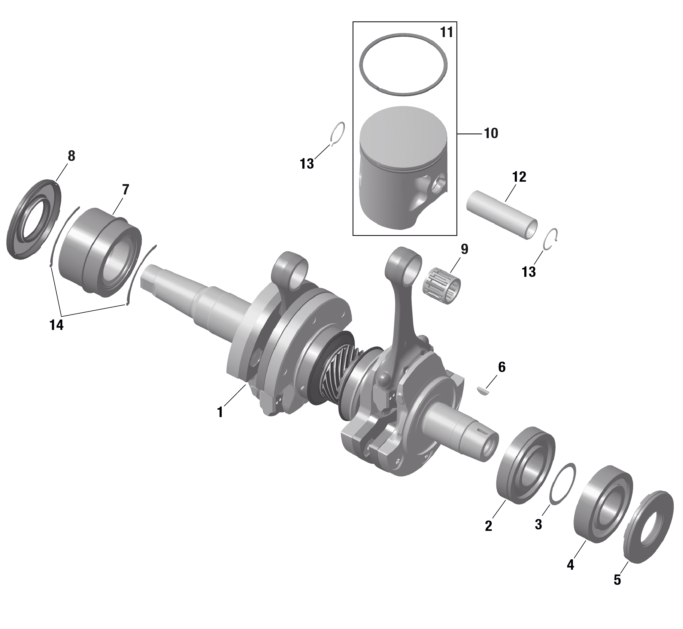 Схема узла: ROTAX - Crankshaft and Pistons