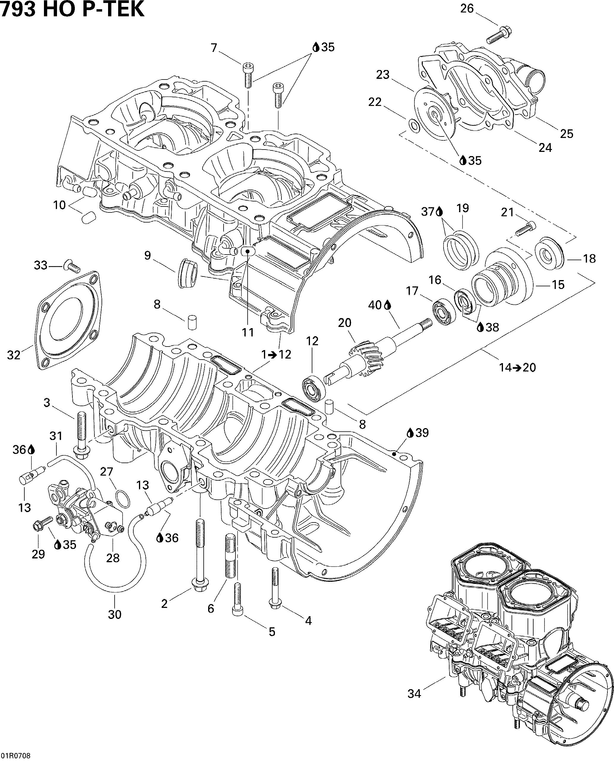 Crankcase, Water Pump And Oil Pump