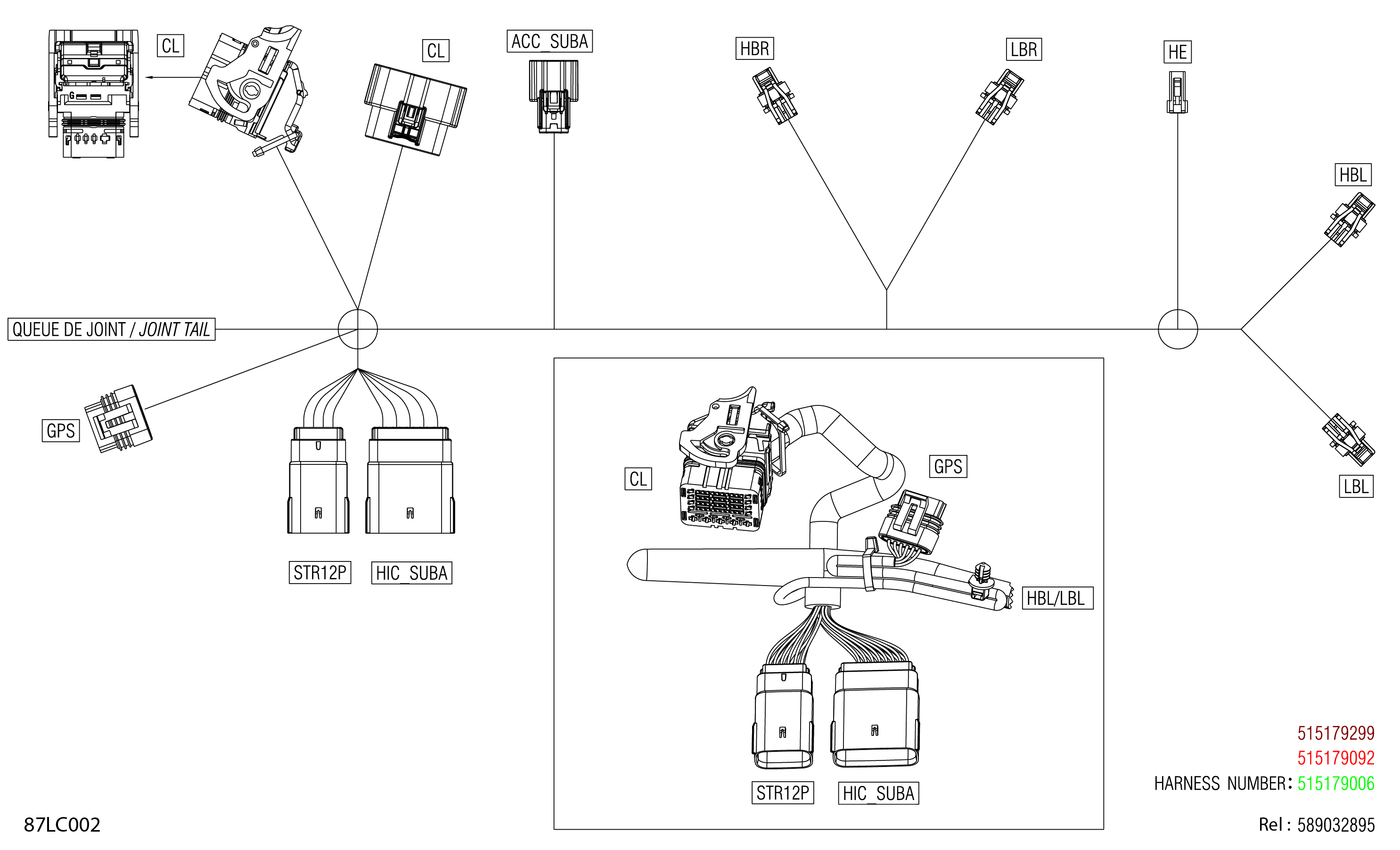 Electric - Hood Wiring Harness - 515179006 - Model Without Touch Screen