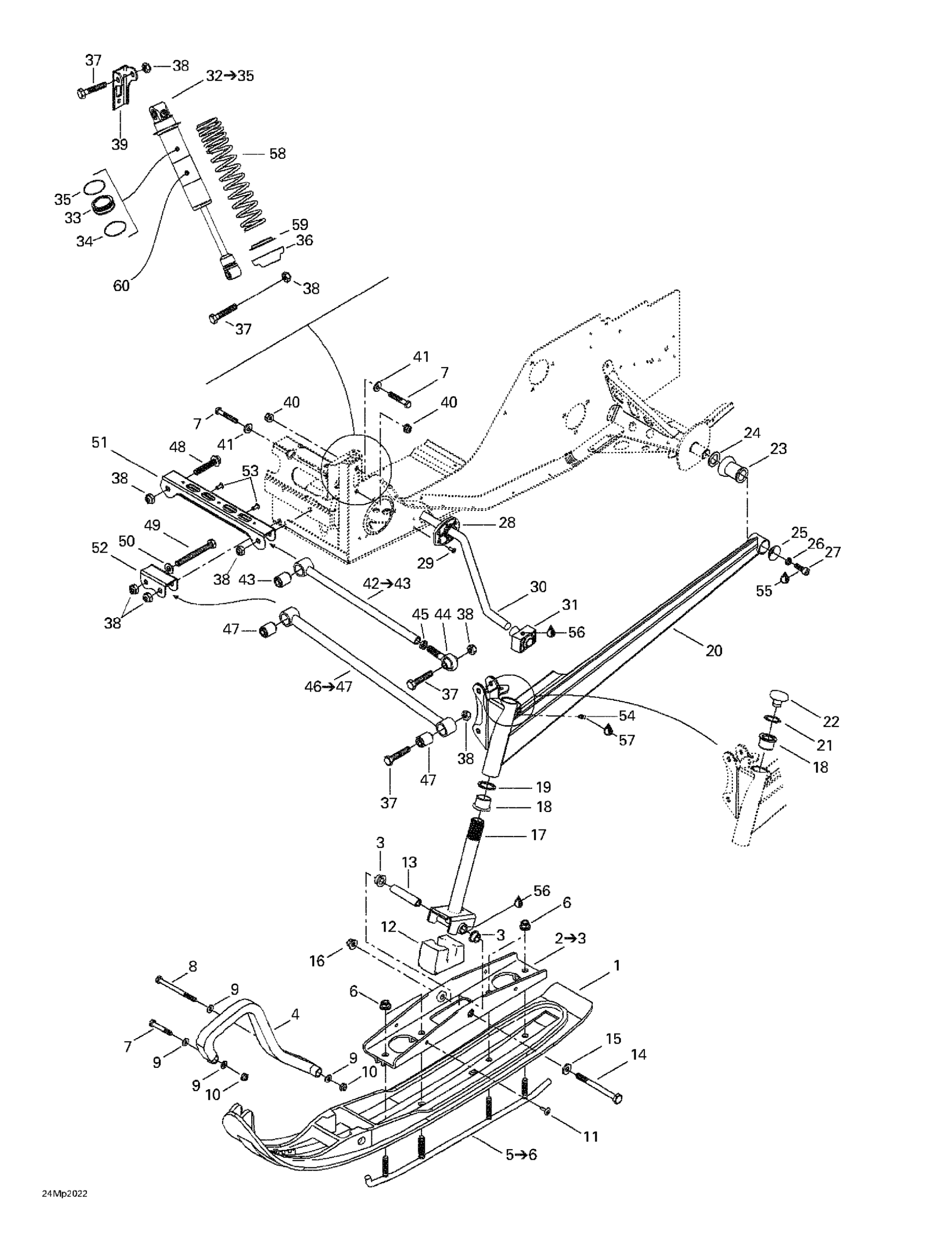 Схема узла: Front Suspension And Ski