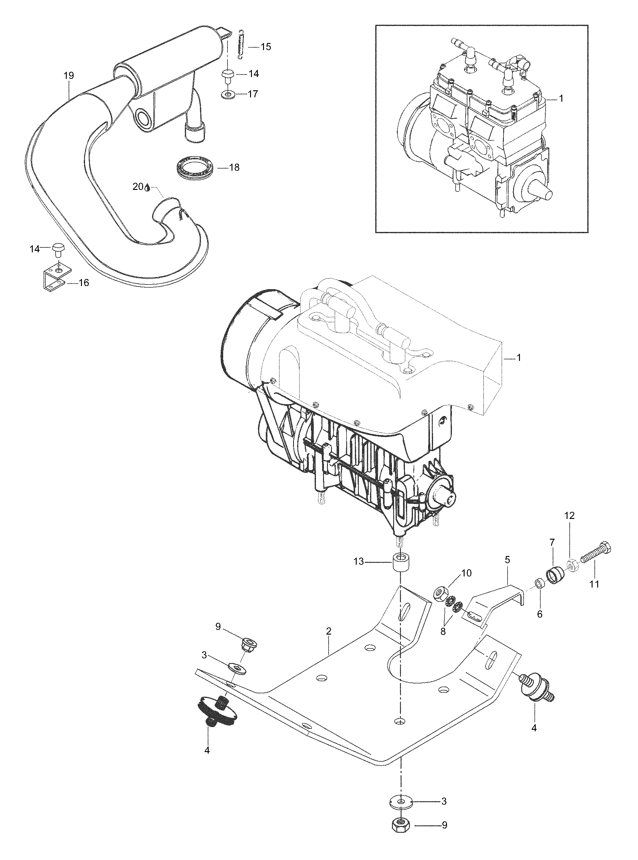 Схема узла: Engine Mount Plate/Muffler