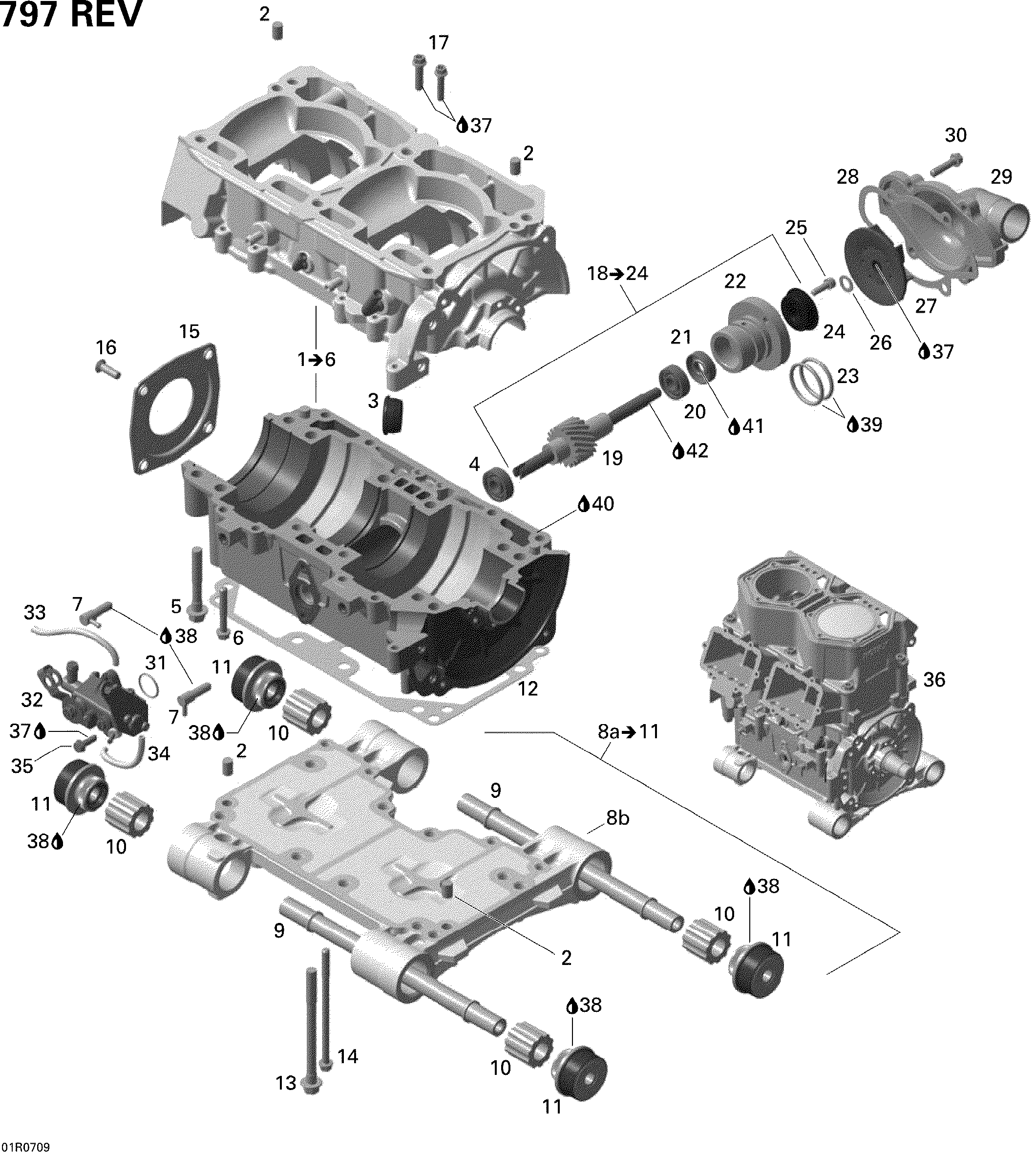 Crankcase, Water Pump And Oil Pump