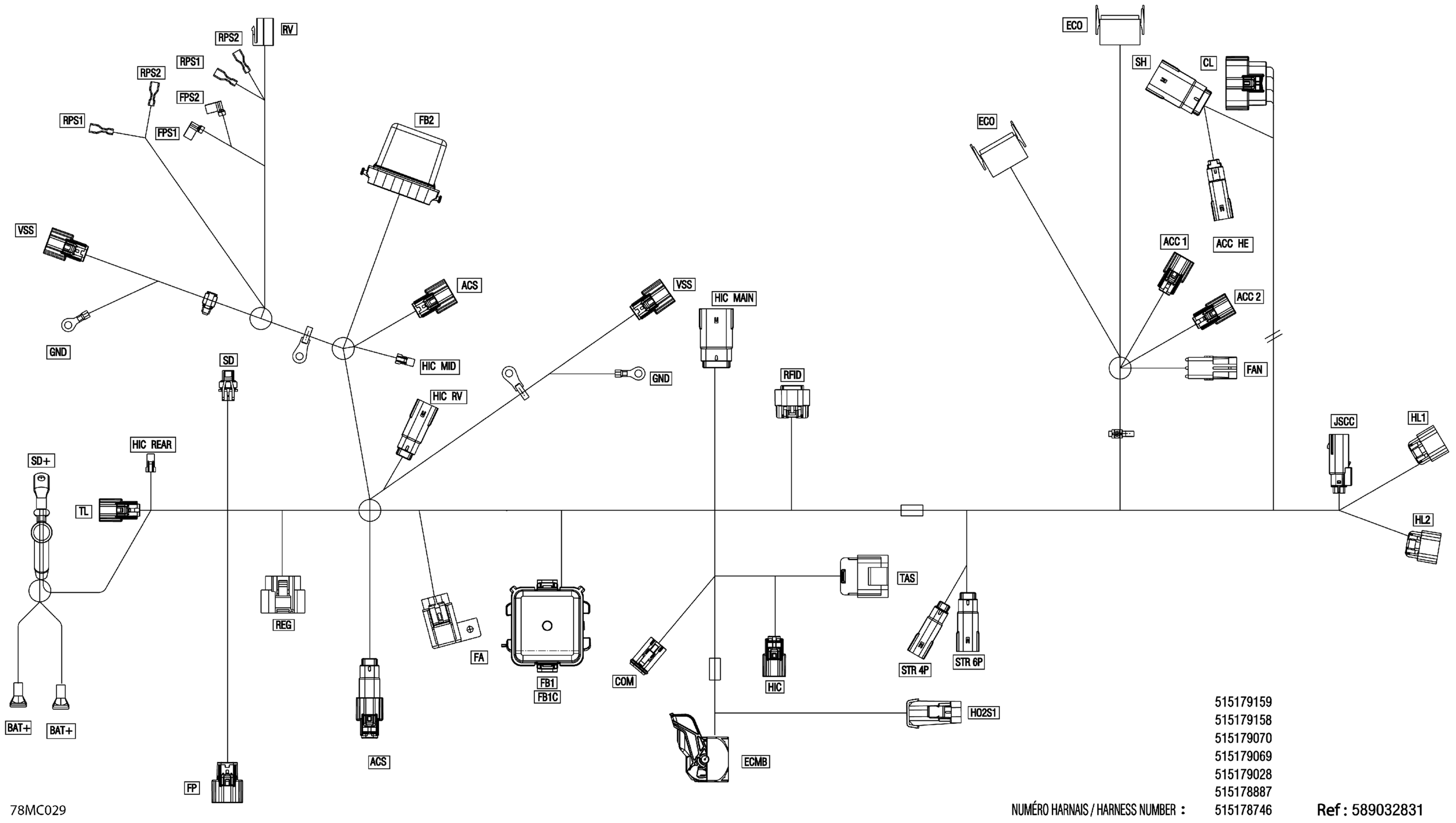 Схема узла: Electric - Main Harness - 515179159 - Model With Multigauge VIP Medium