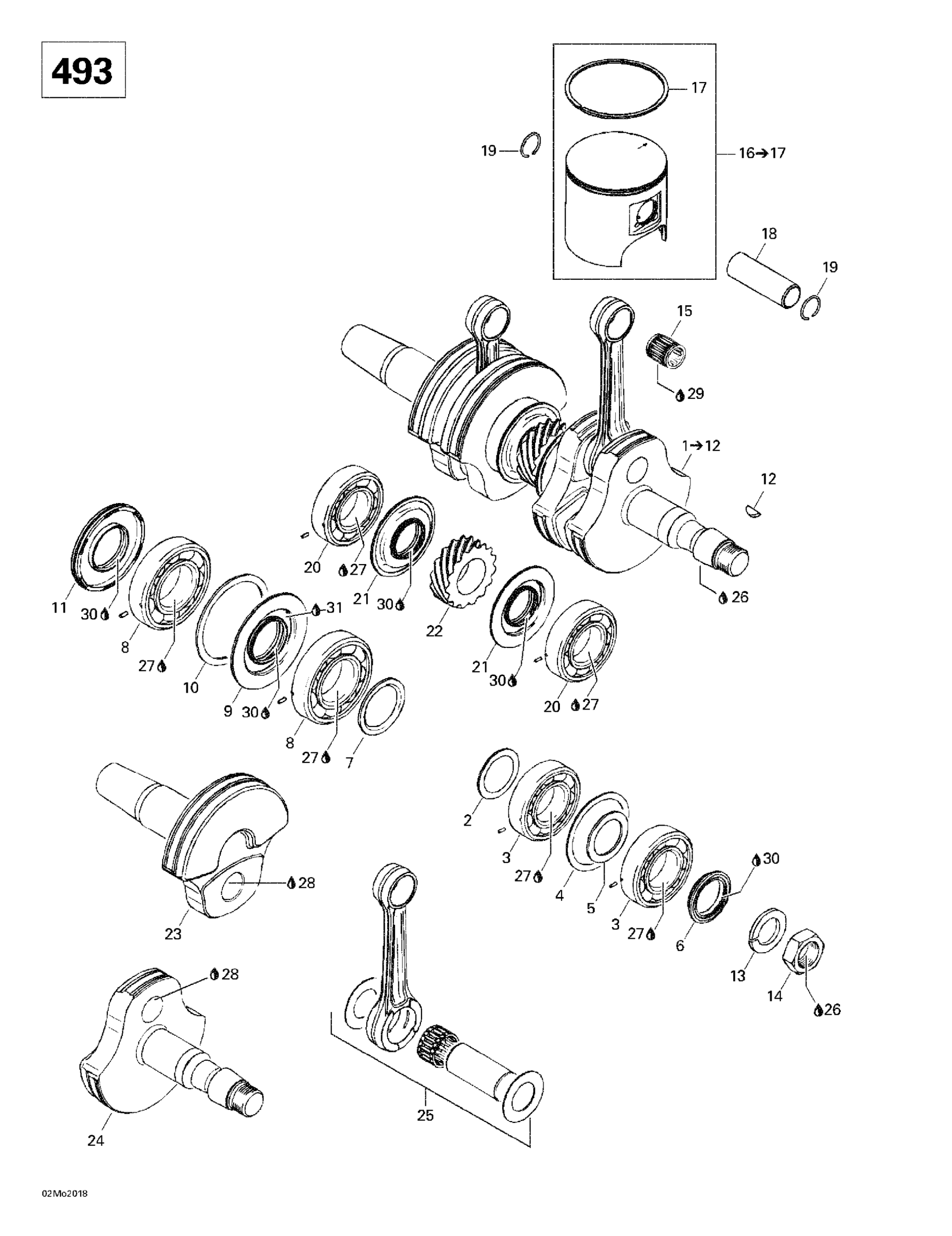 Схема узла: Crankshaft And Pistons