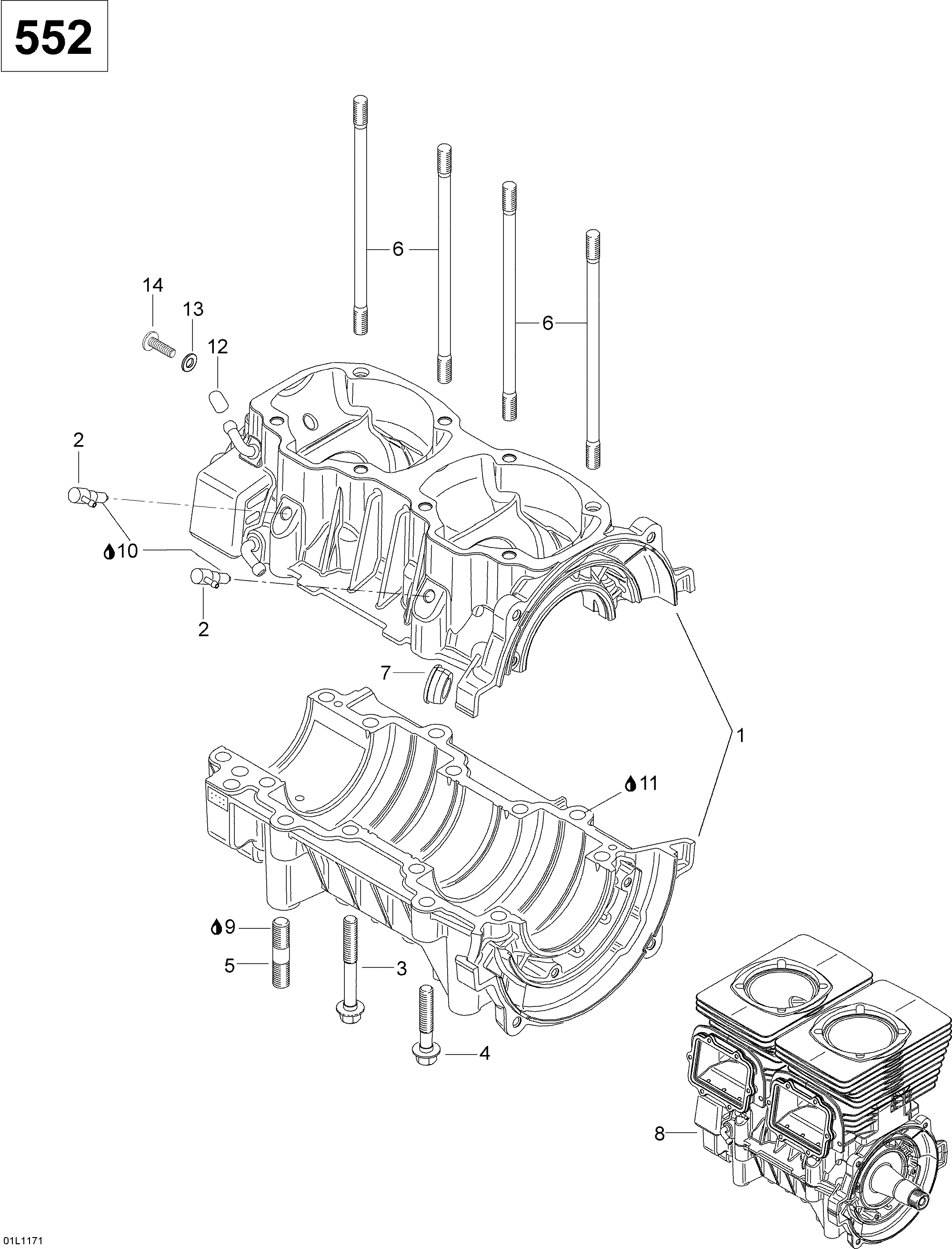 Схема узла: Crankcase WT 550F