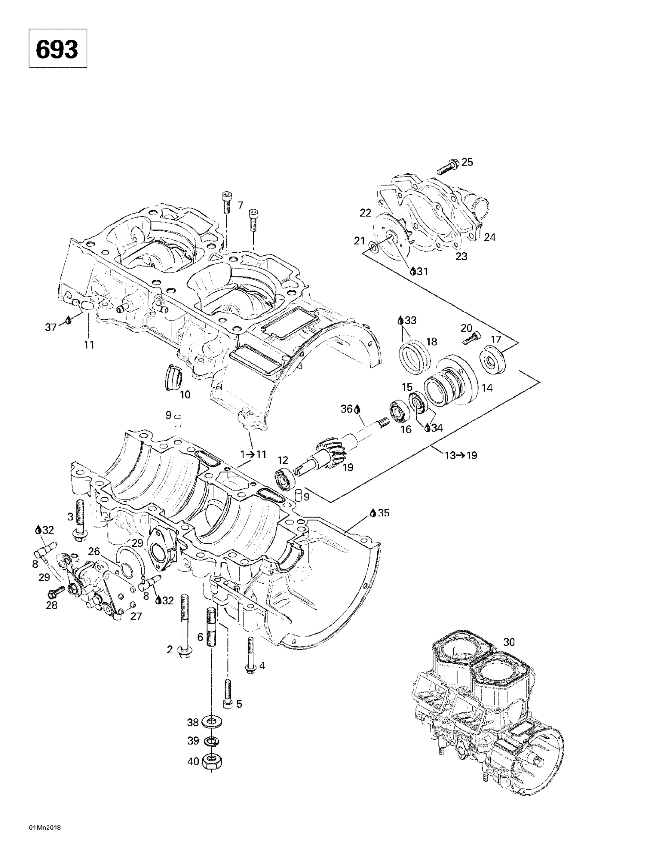 Crankcase, Water Pump And Oil Pump 2