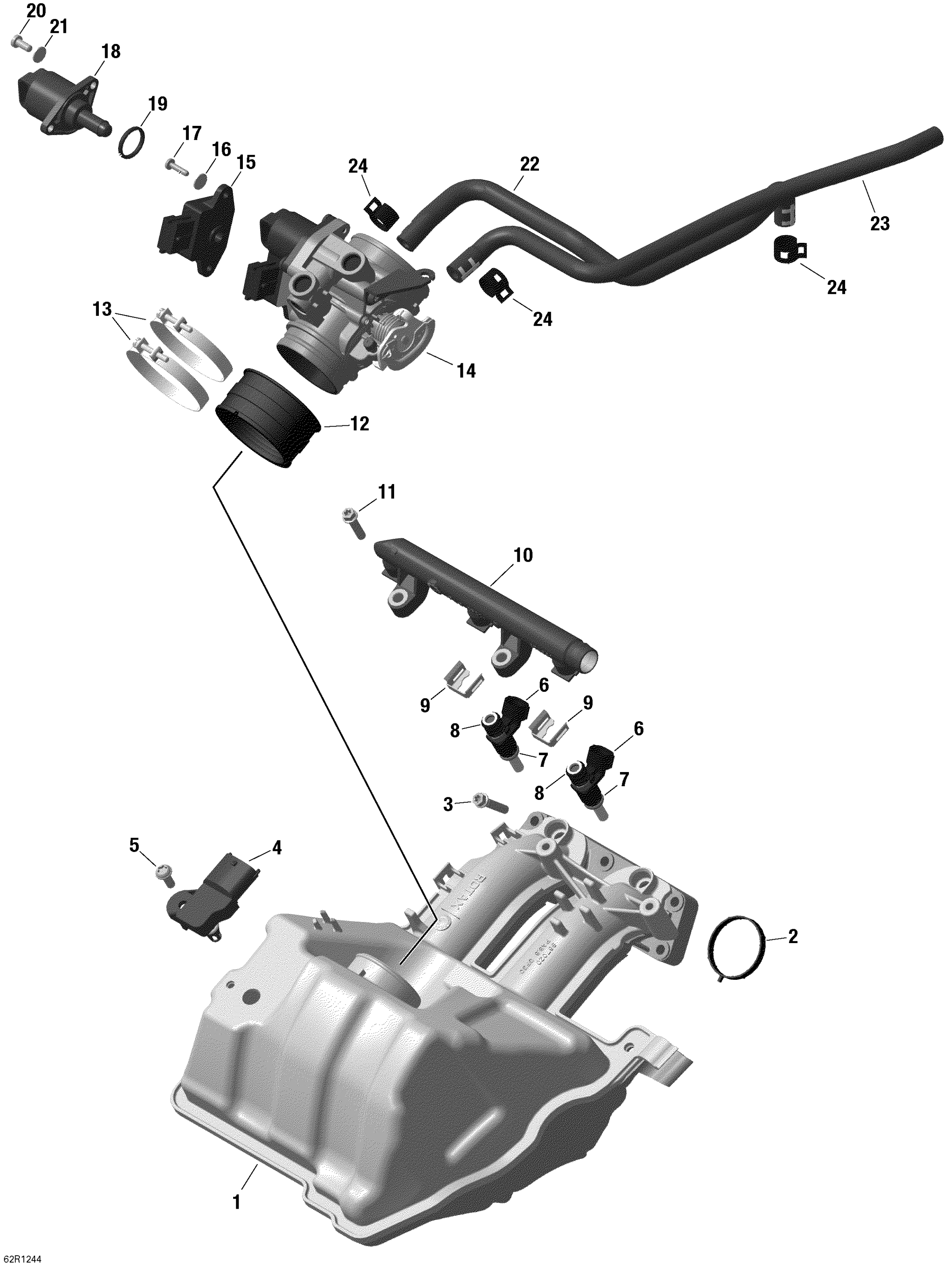 Схема узла: Air Inlet Manifold And Throttle Body