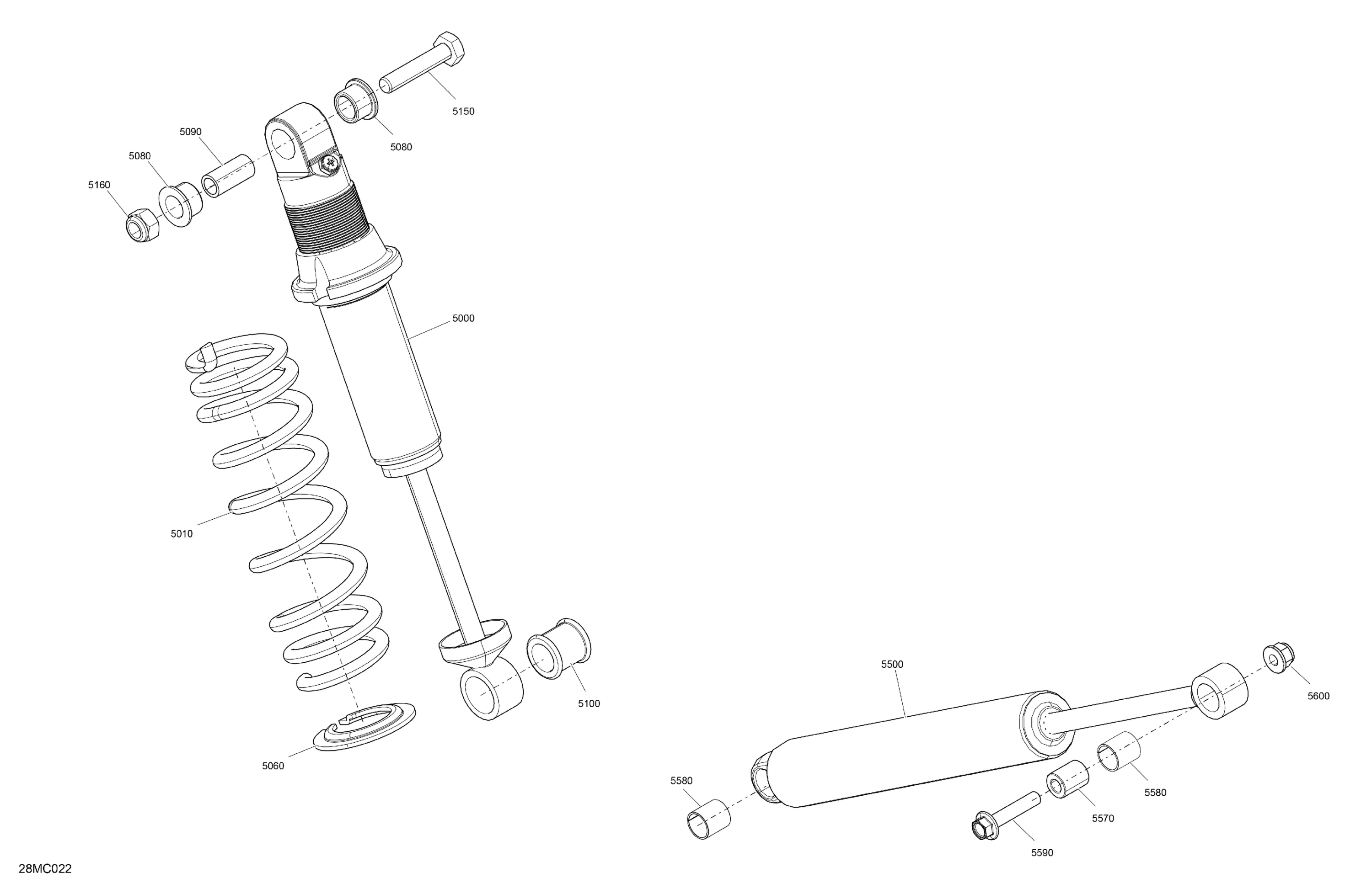 Схема узла: Suspension - Rear Shocks