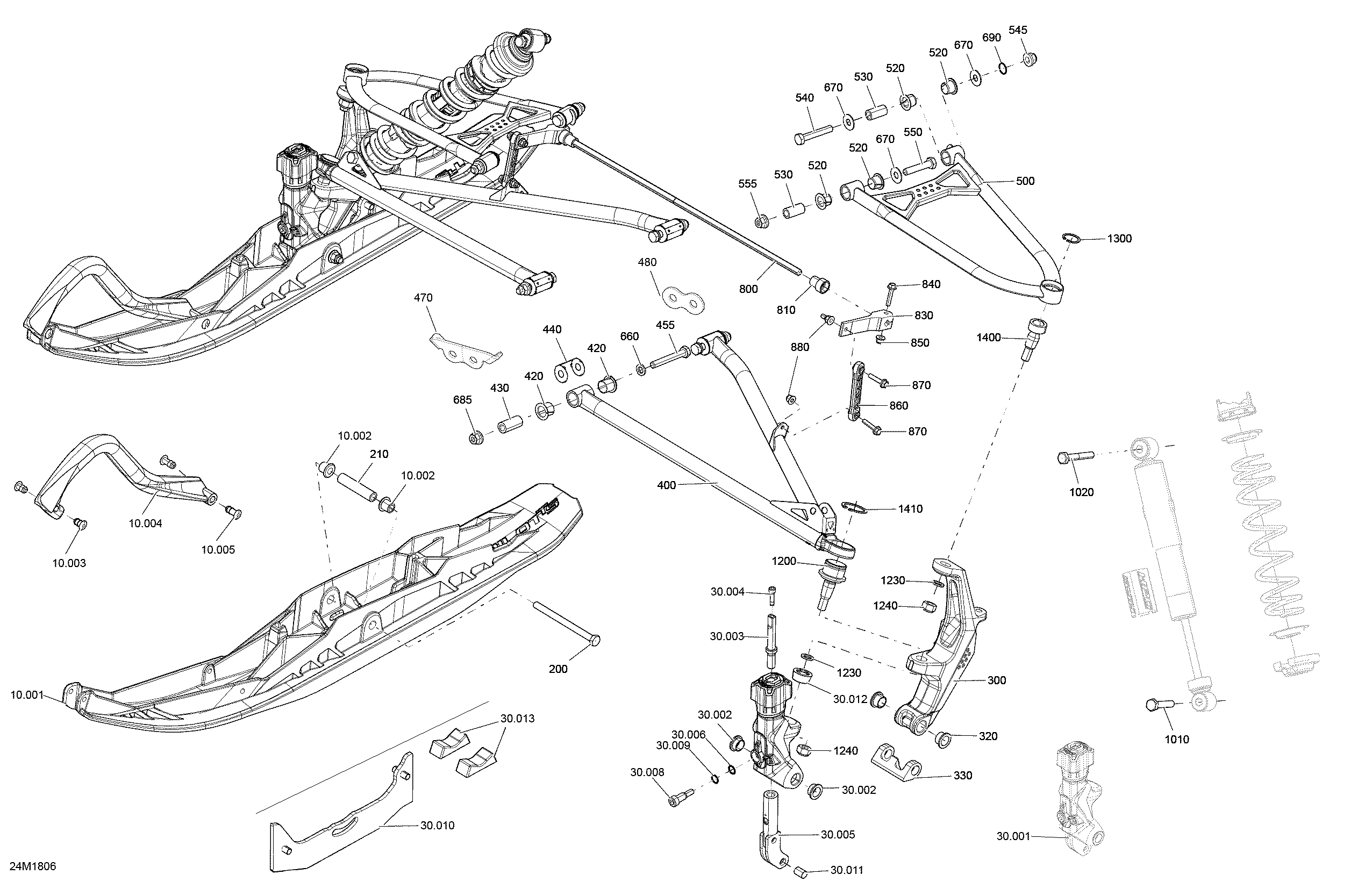 Схема узла: Front Suspension And Ski Renegade - 850 E-TEC - Package XRS QAS