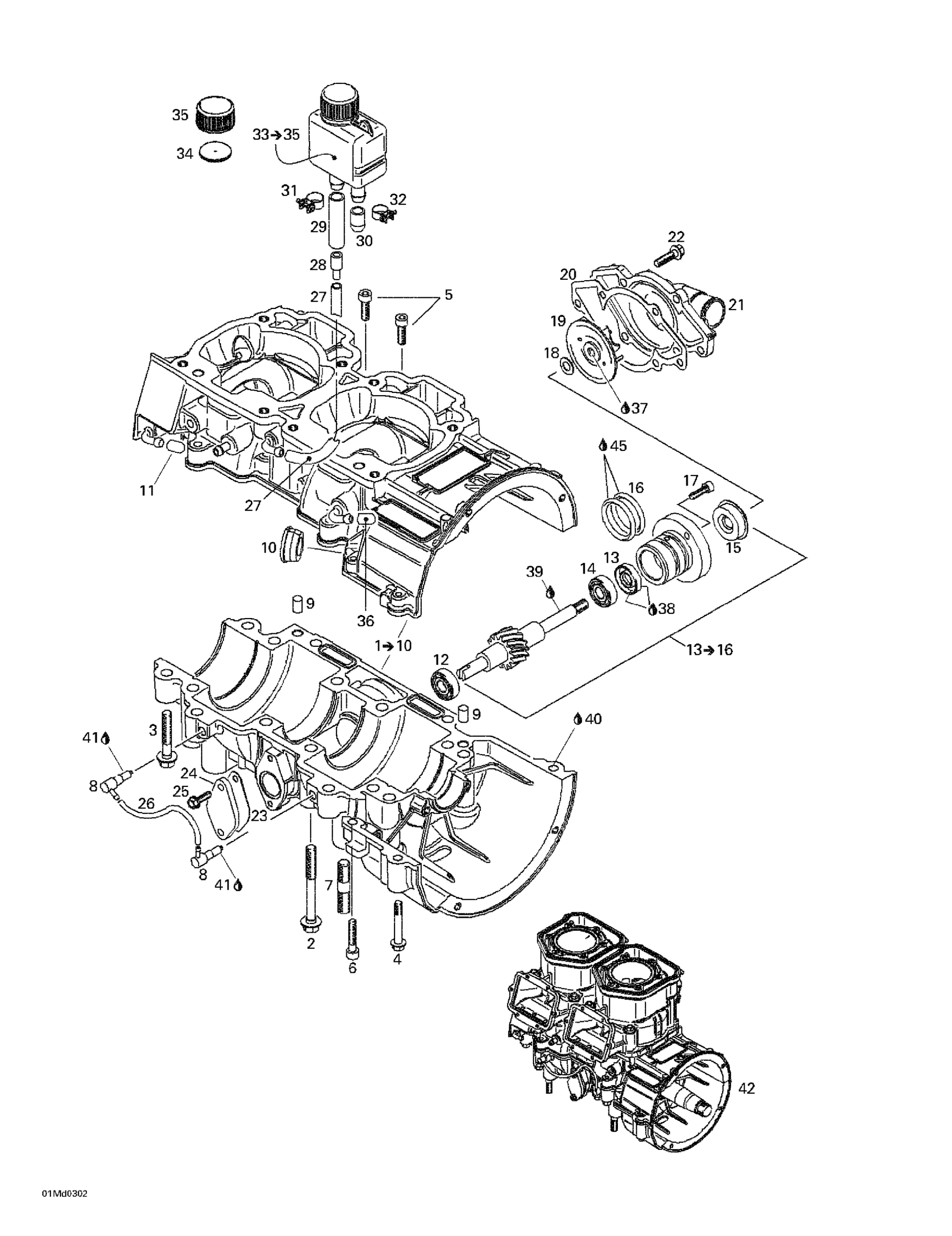 Crankcase, Water Pump