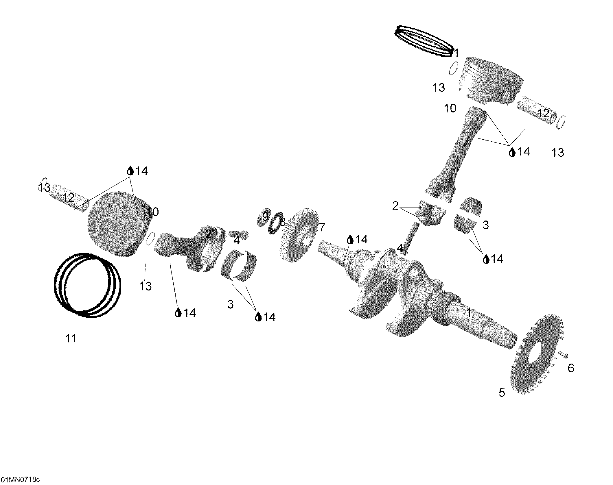 Crankshaft and piston