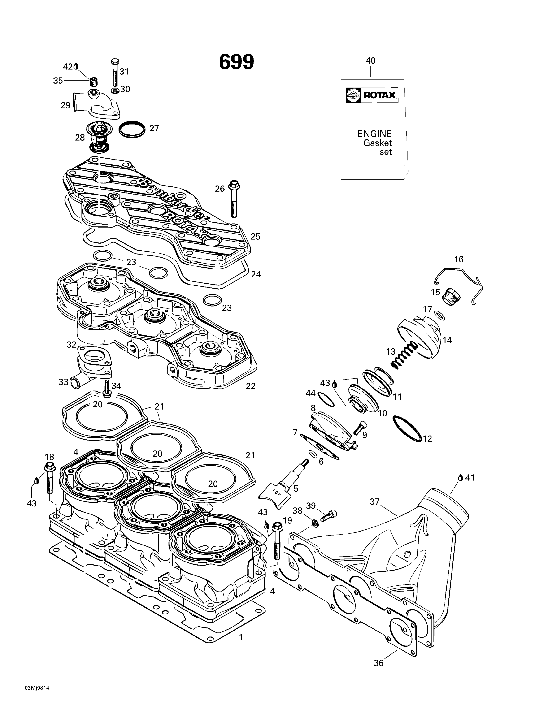 Cylinder, Exhaust Manifold (699)