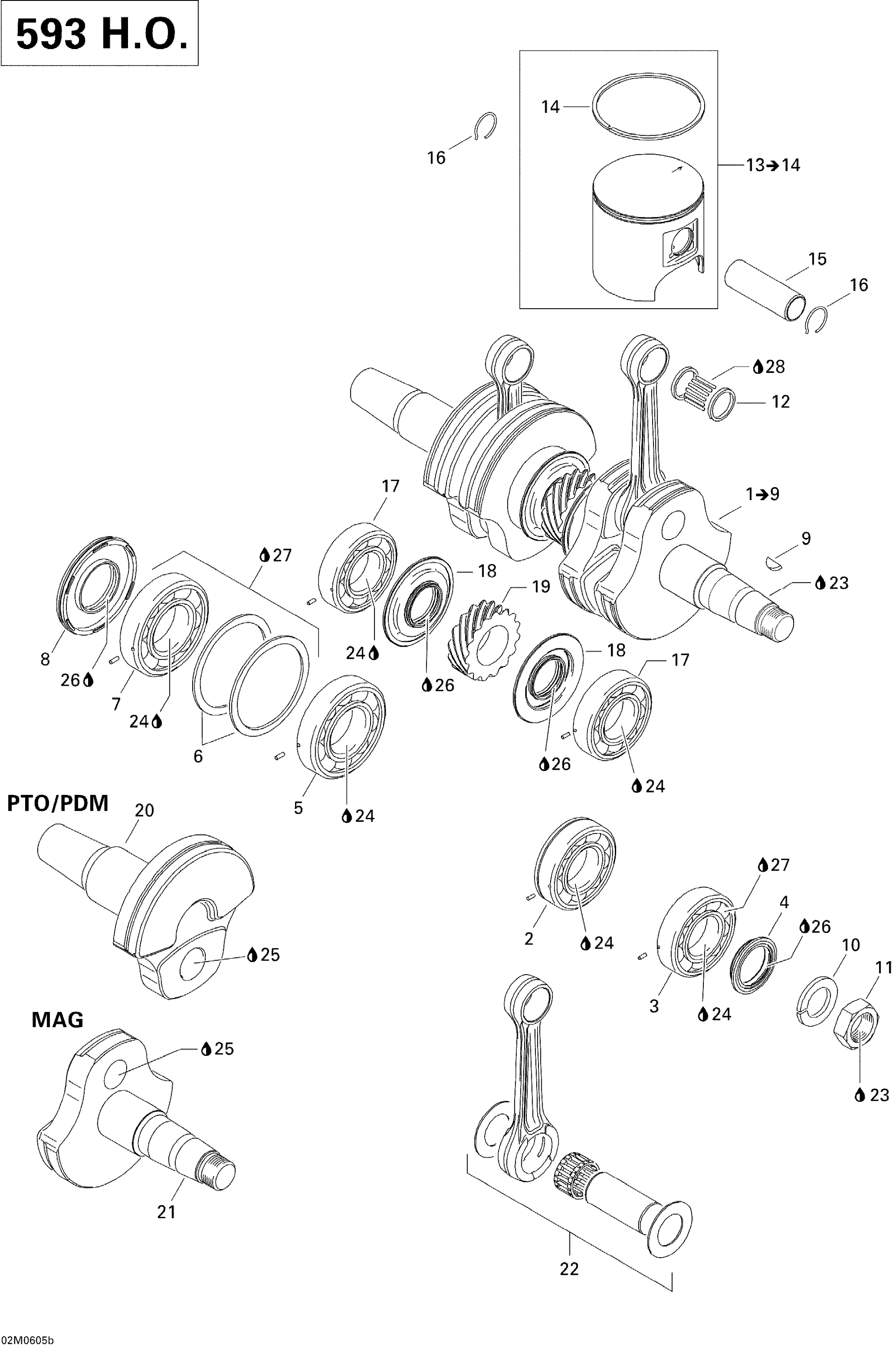 Crankshaft And Pistons 593HO