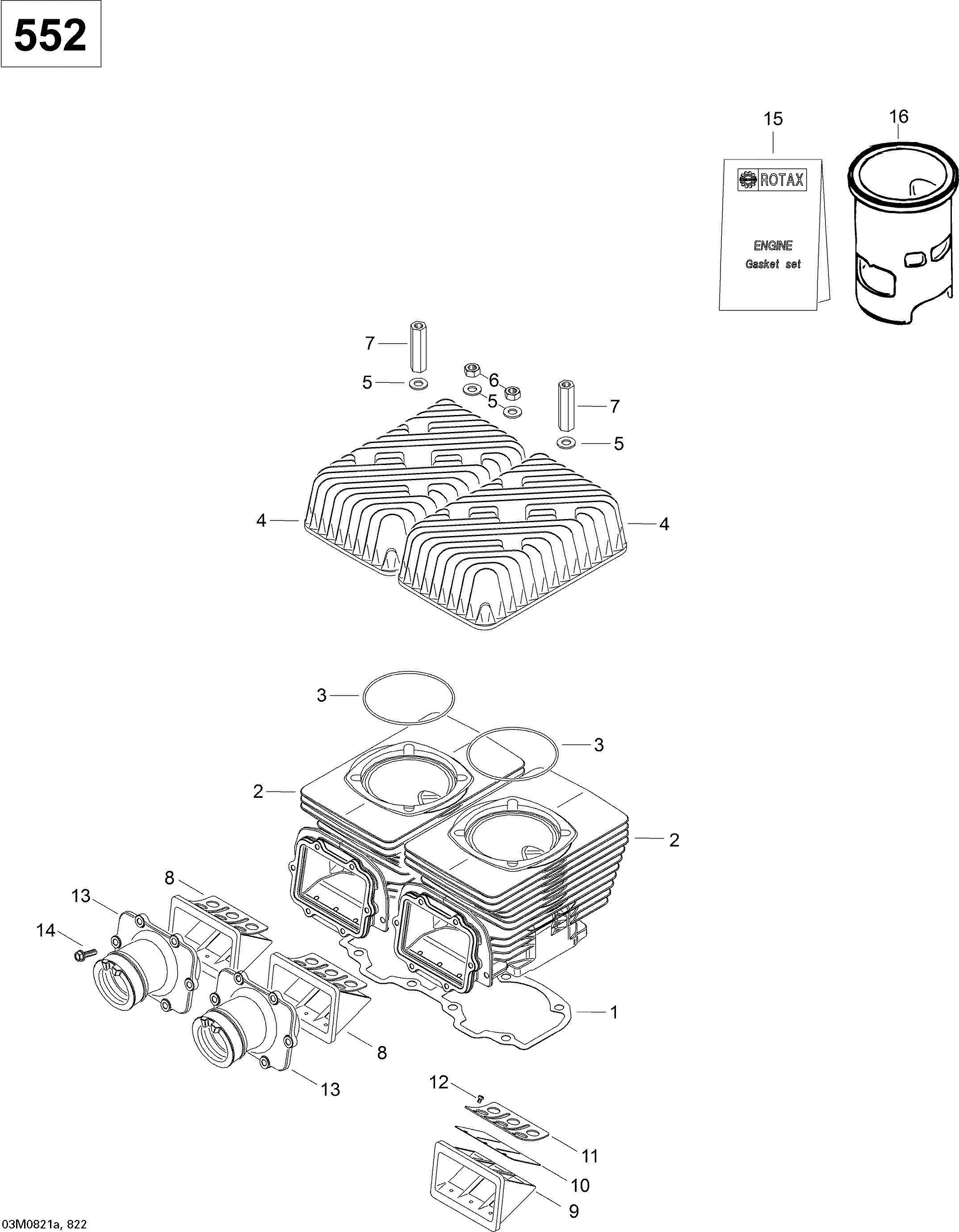 Схема узла: Cylinder and Cylinder Head WT 550F