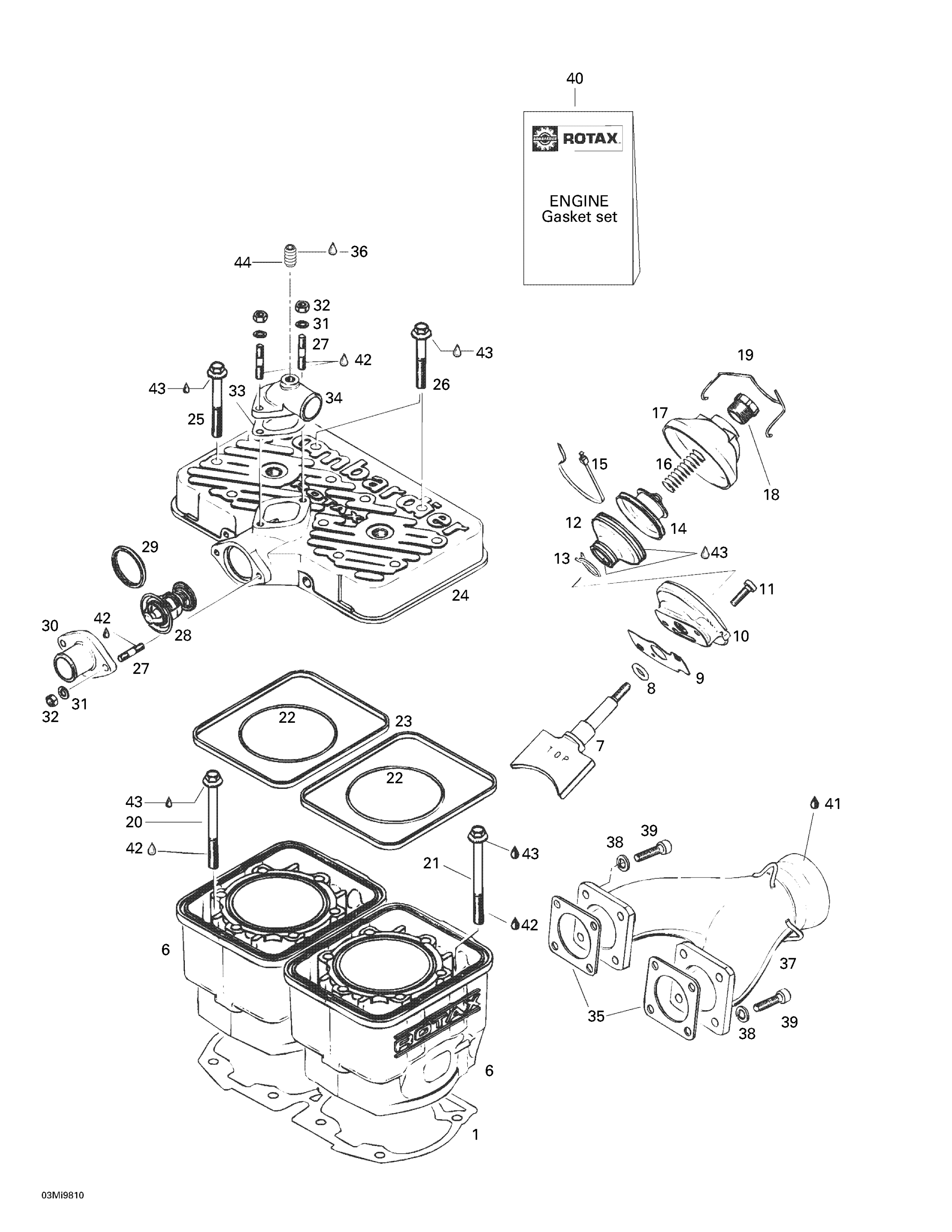 Схема узла: Cylinder, Exhaust Manifold