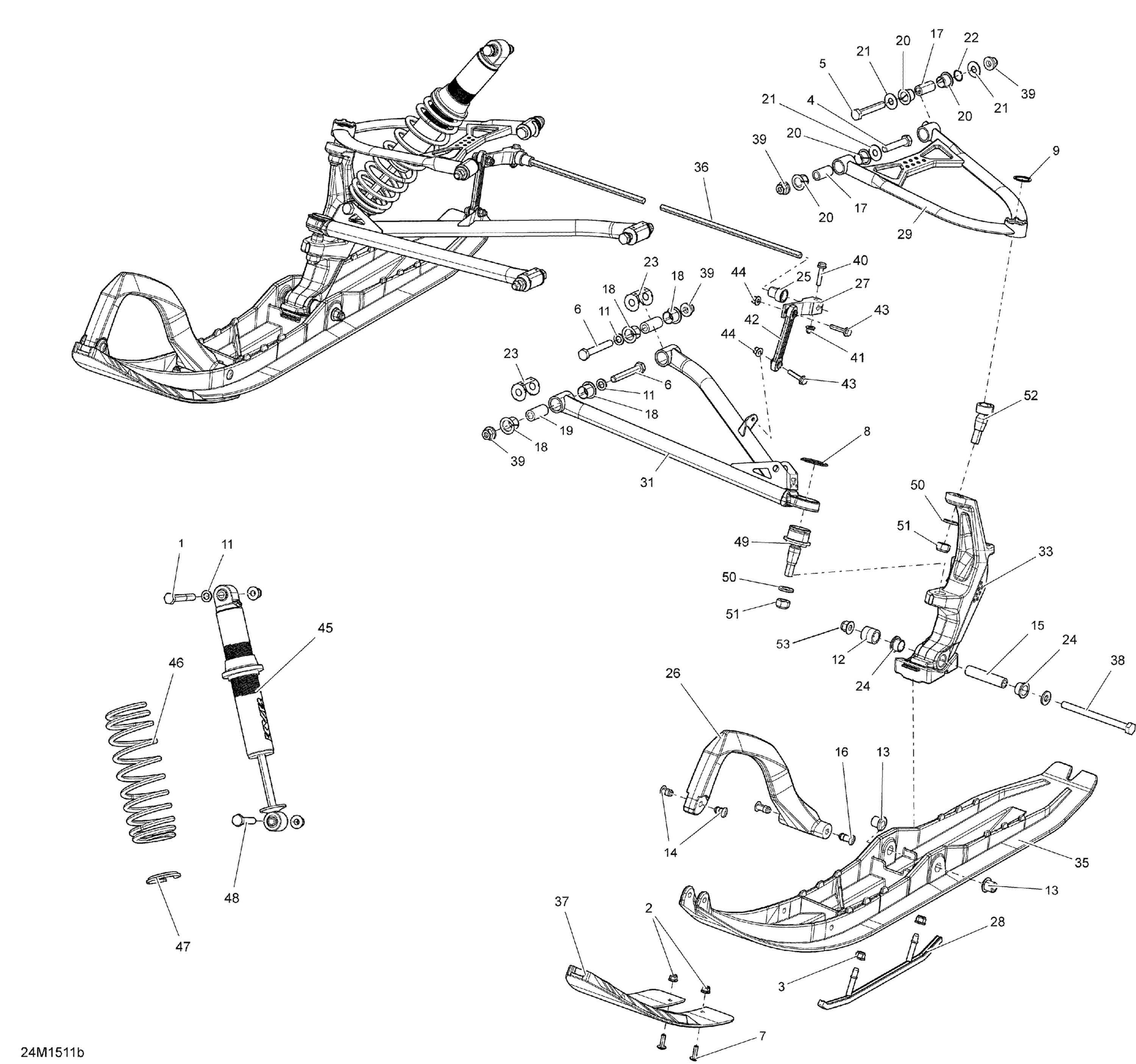 Схема узла: Front Suspension And Ski T3-163-174_24M1511b