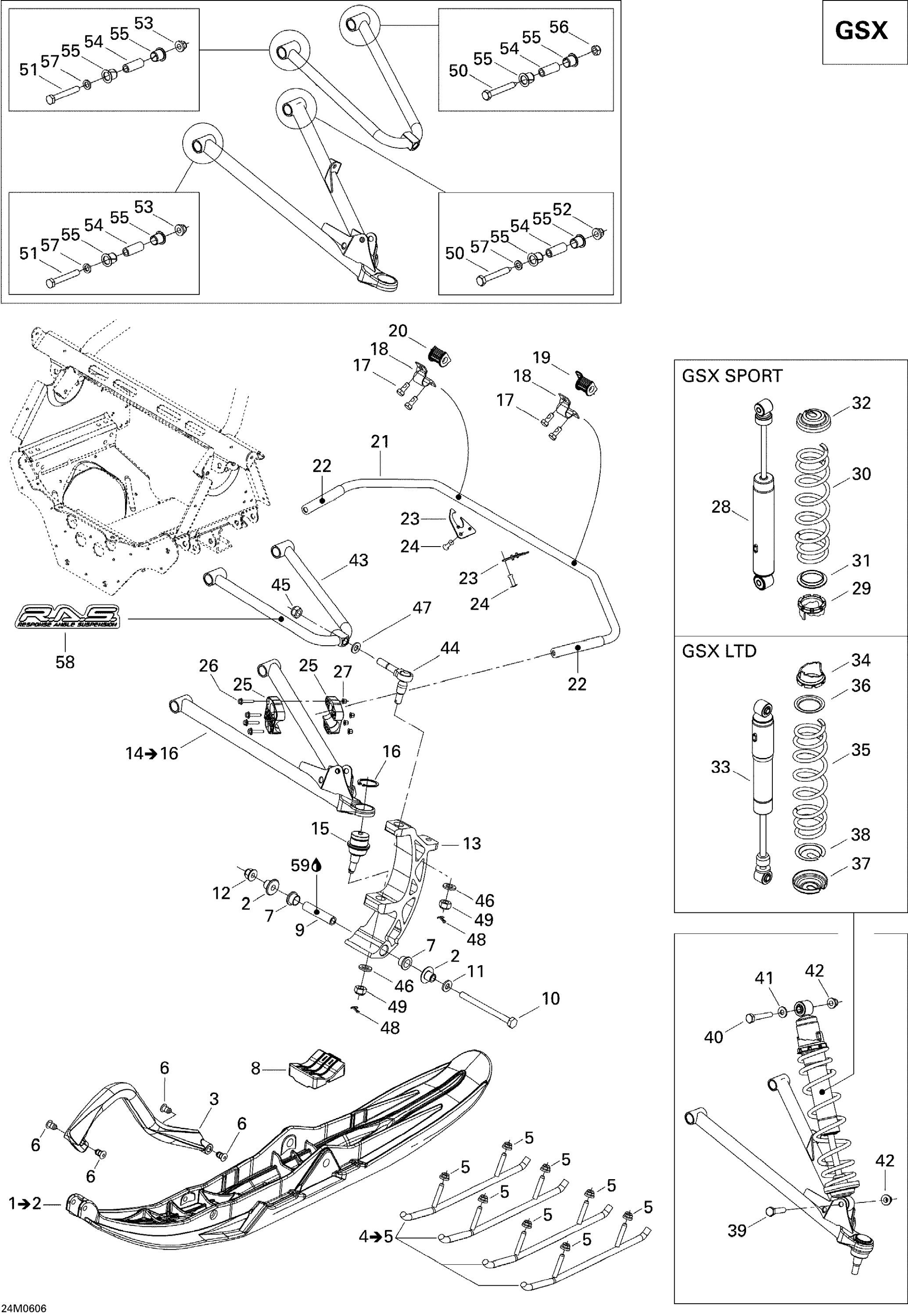 Схема узла: Front Suspension And Ski 500