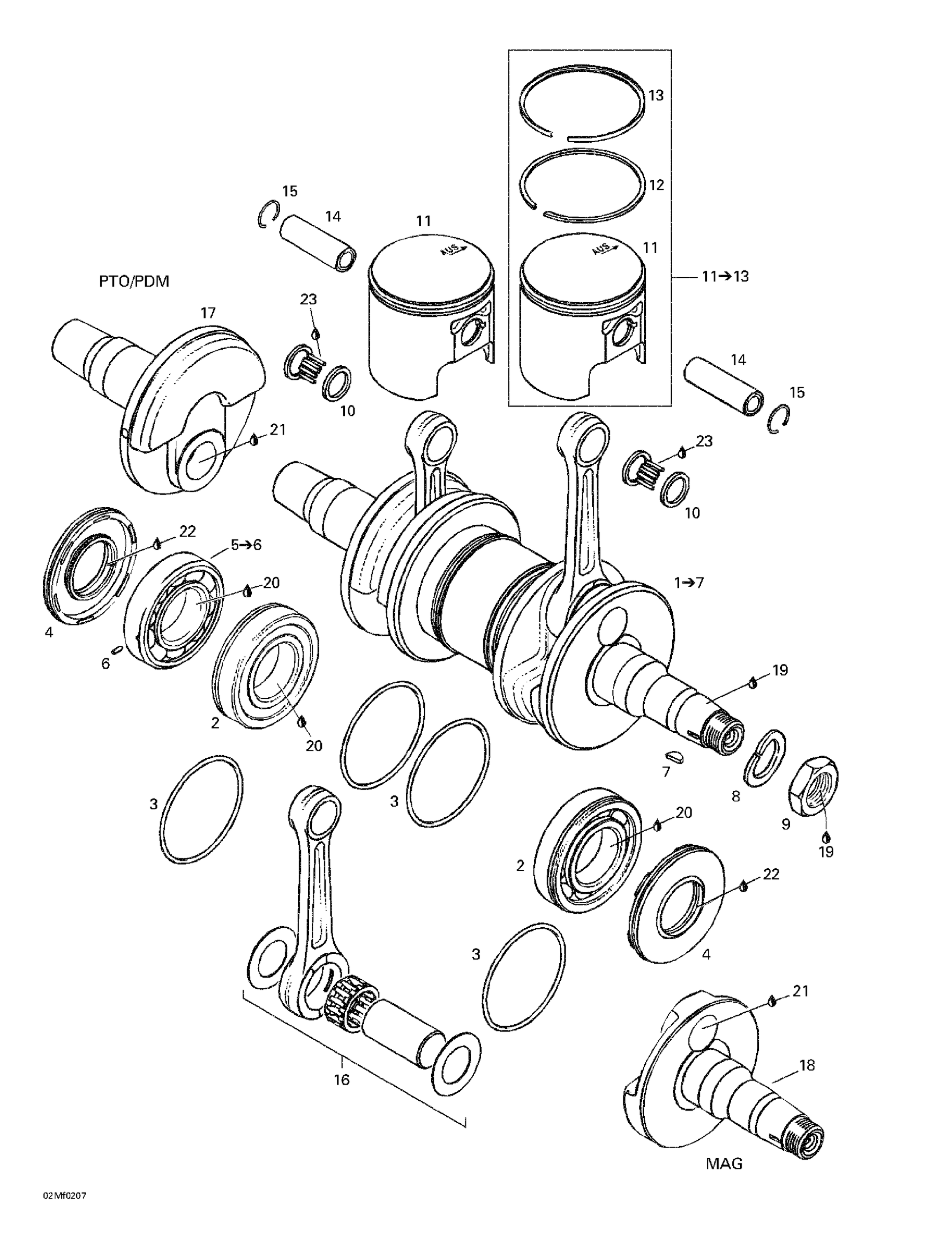 Схема узла: Crankshaft And Pistons