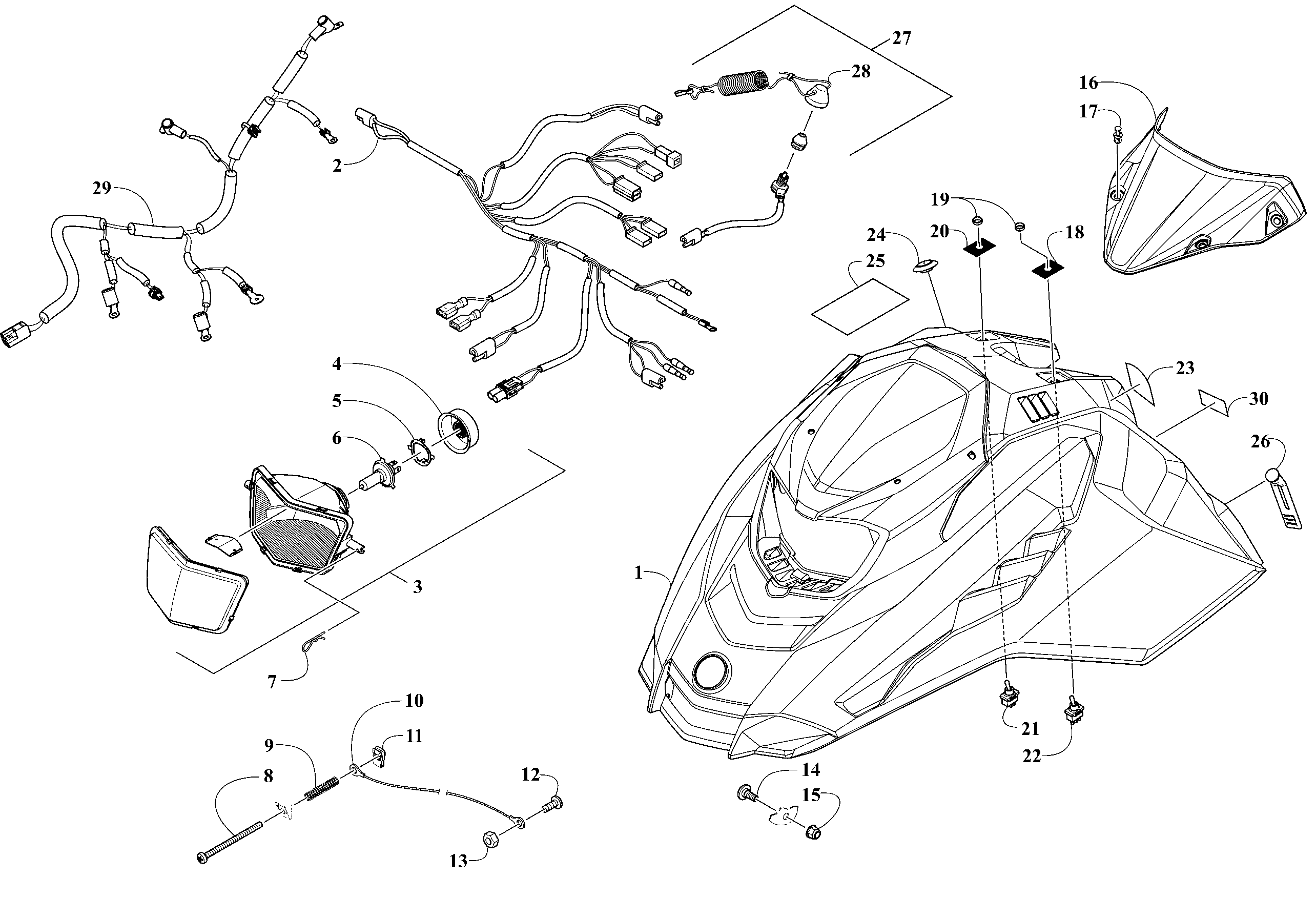 Hood, Headlight and Windshield