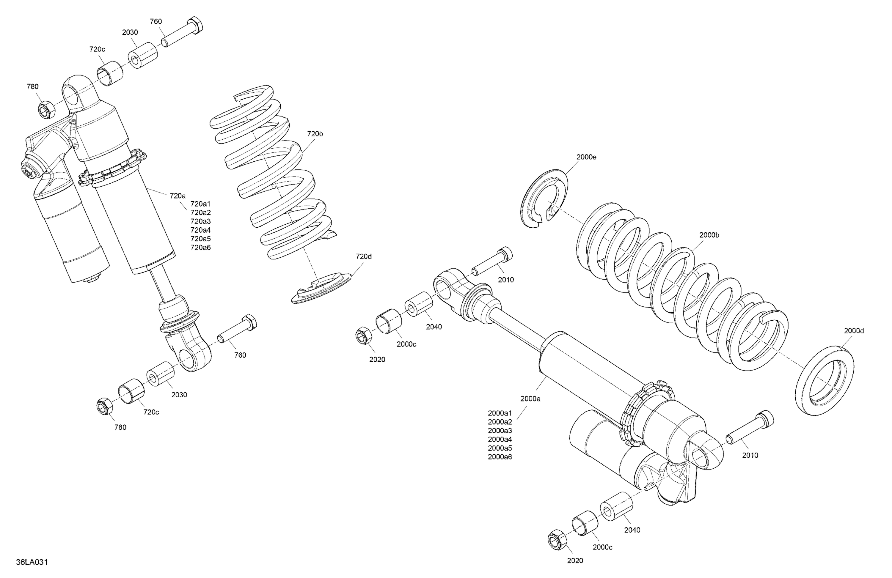 Схема узла: Suspension - Rear Shocks