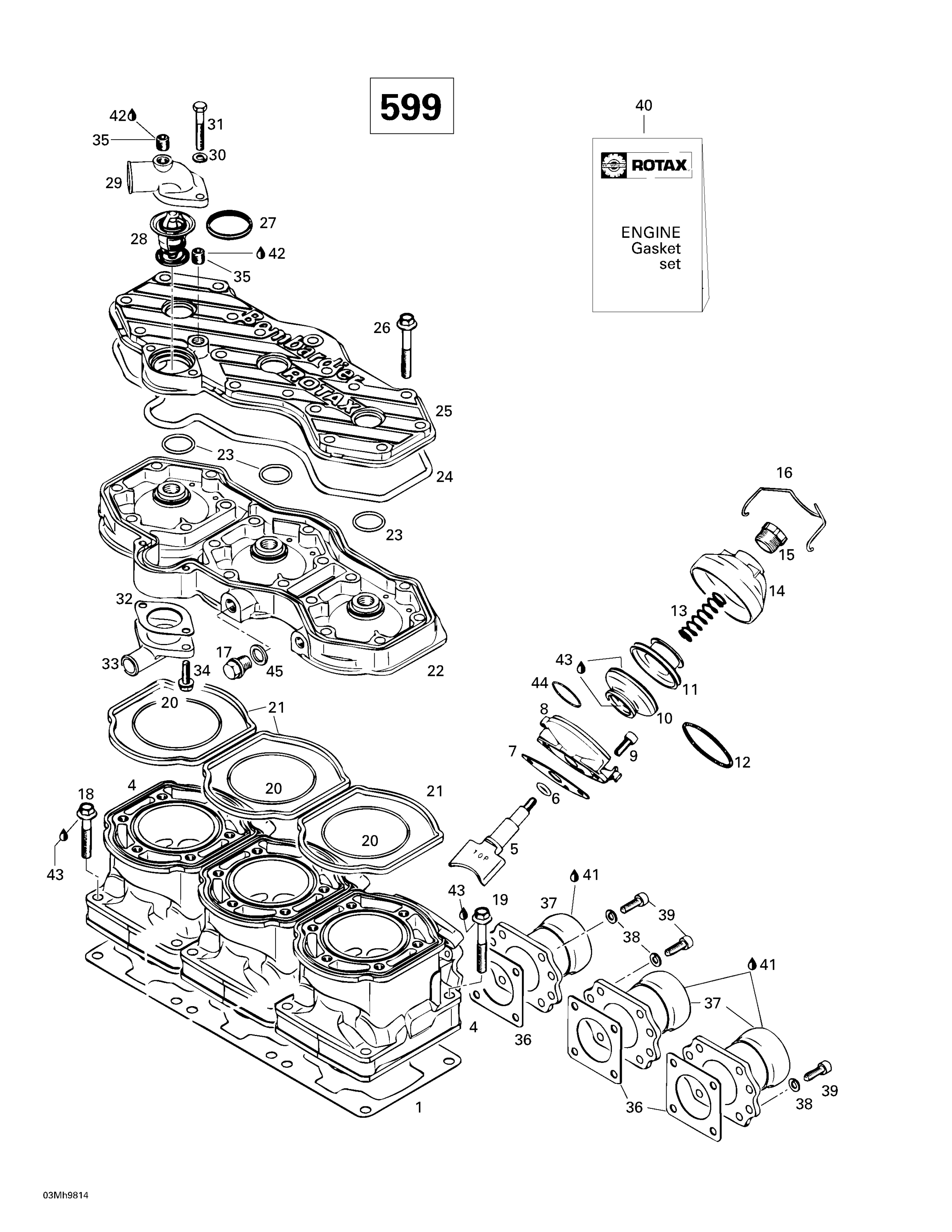 Cylinder, Exhaust Manifold (599)