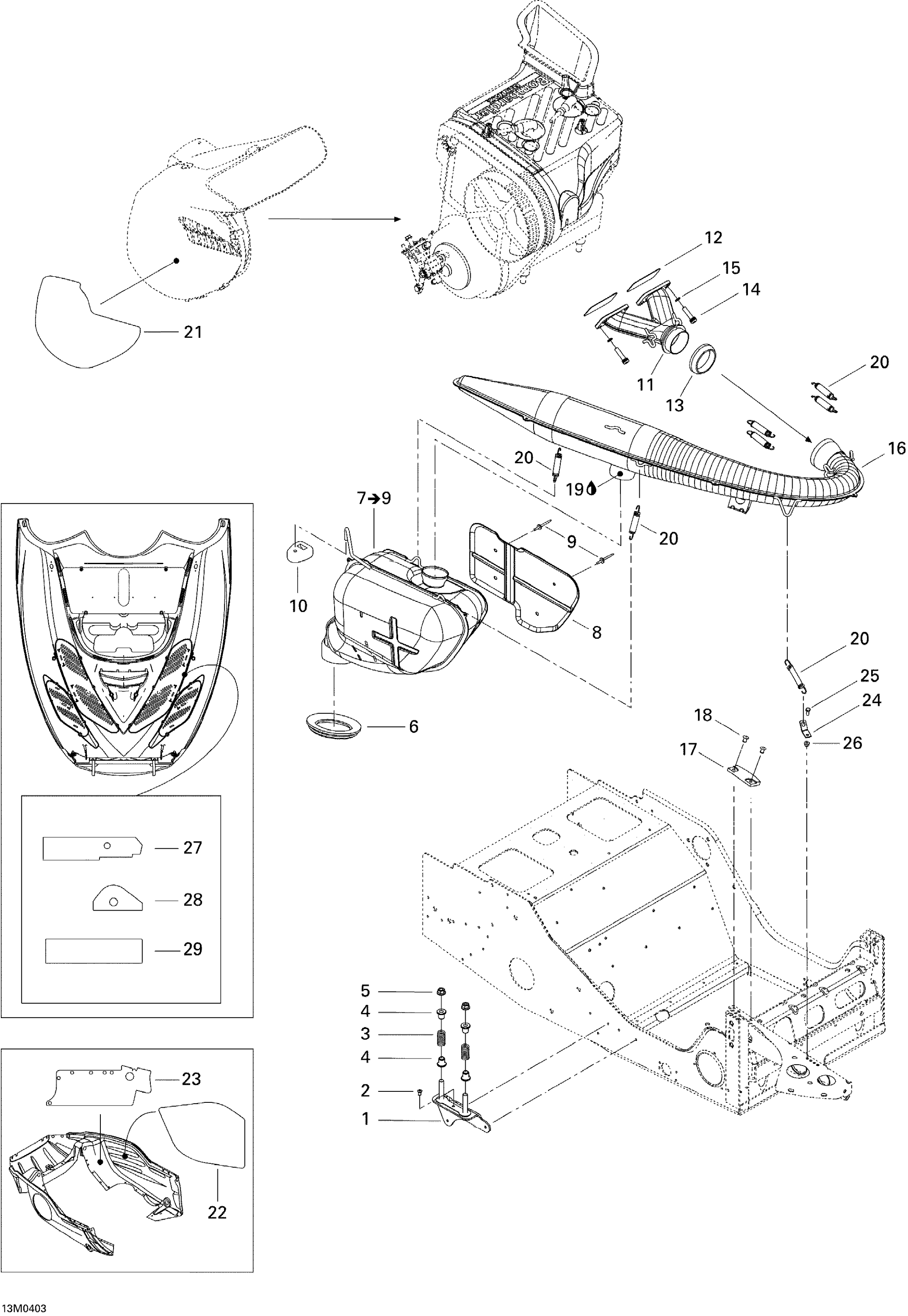 Схема узла: Exhaust System, Summit 550F