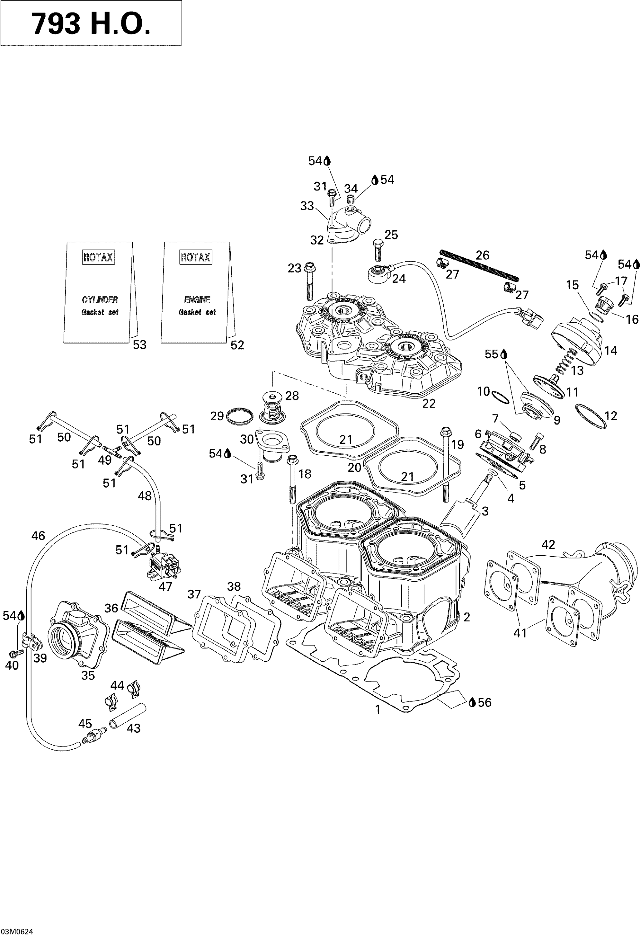 Cylinder, Exhaust Manifold And Reed Valve