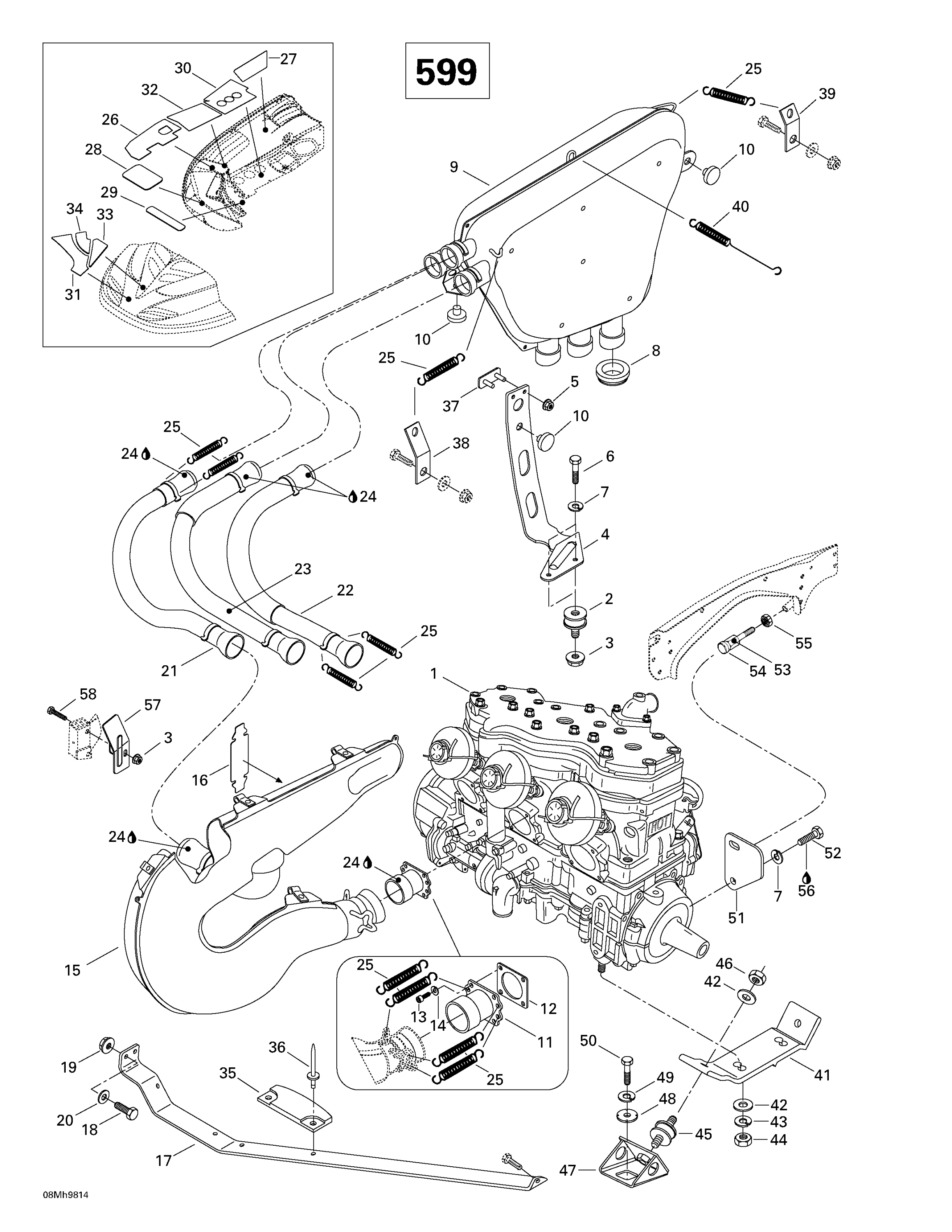 Engine Support And Muffler (599)