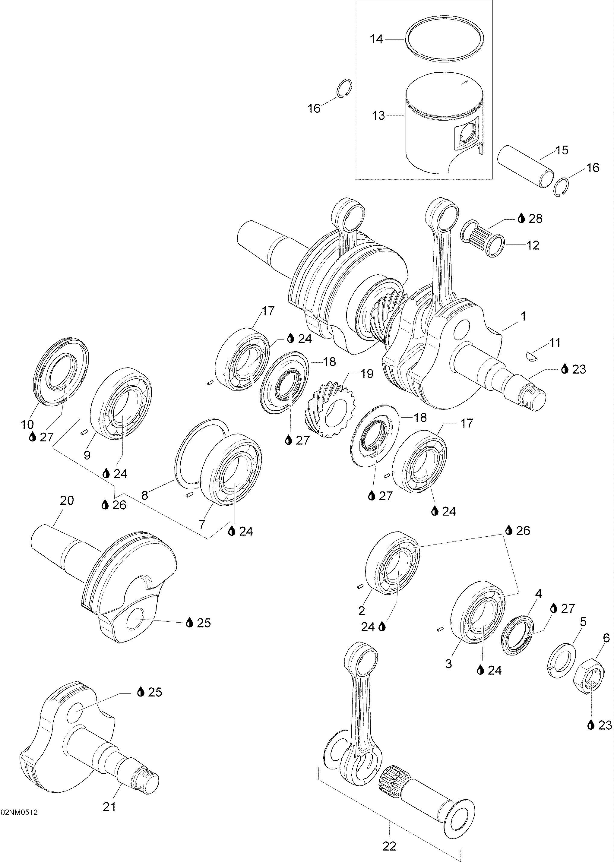 Схема узла: Crankshaft And Pistons