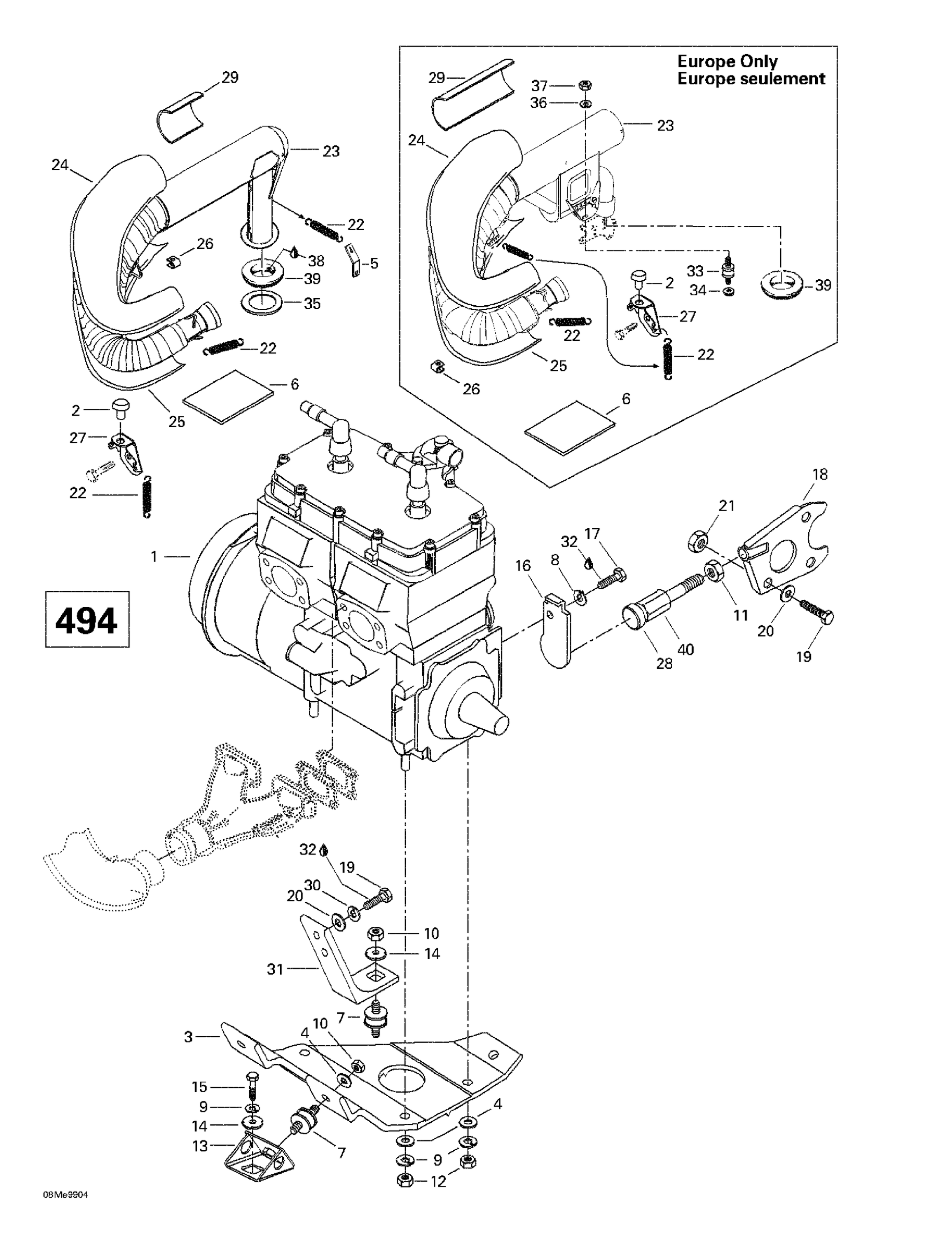 Engine Support And Muffler (494)