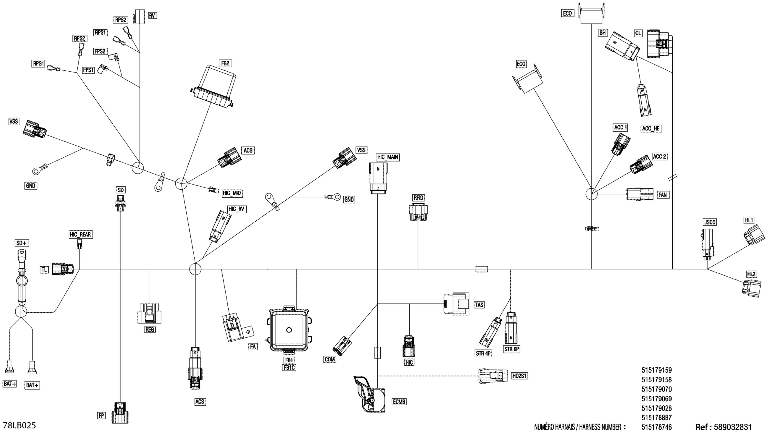 Схема узла: Electric - Main Harness - 515179159 - Multigauge VIP Medium