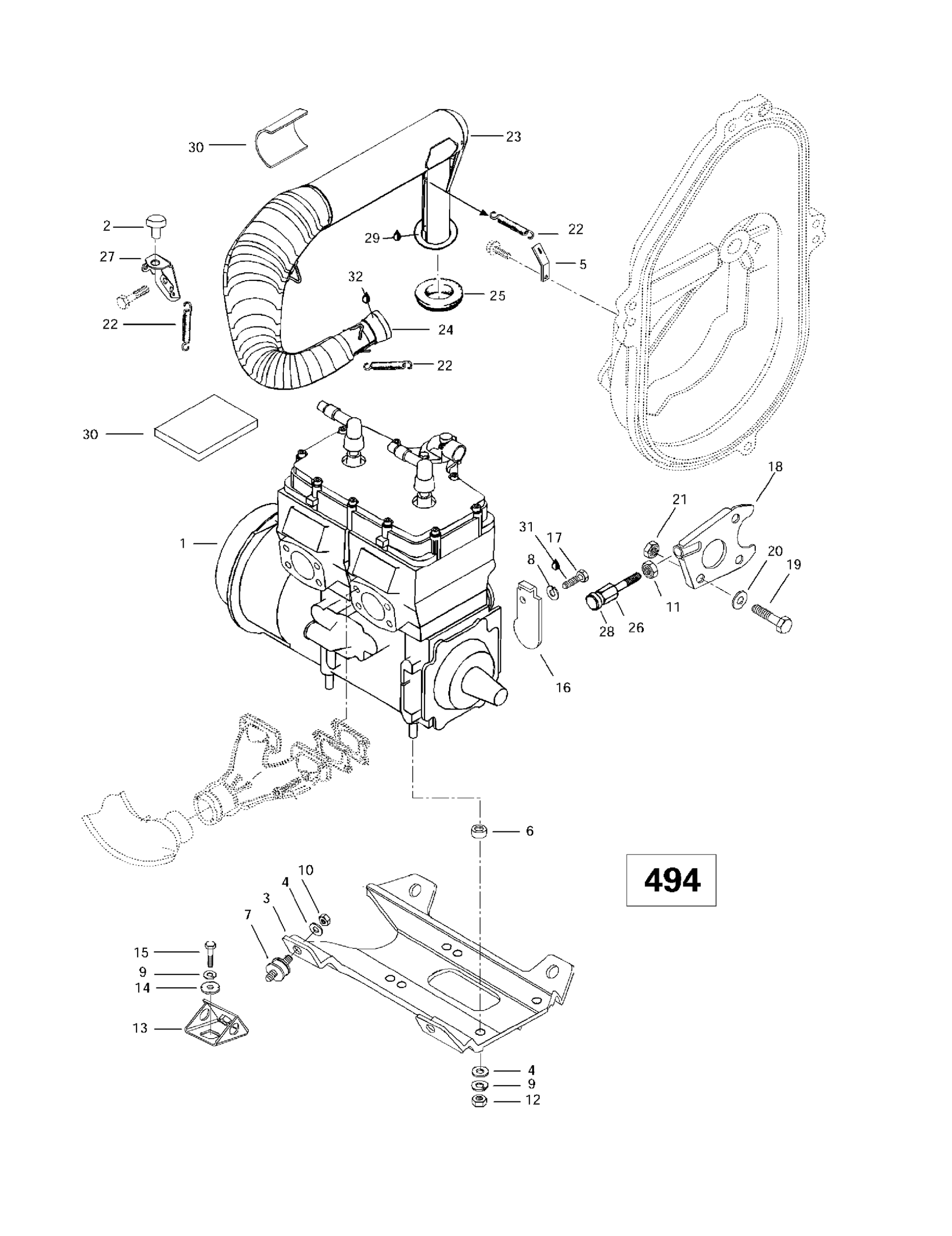 Engine Support And Muffler (494)