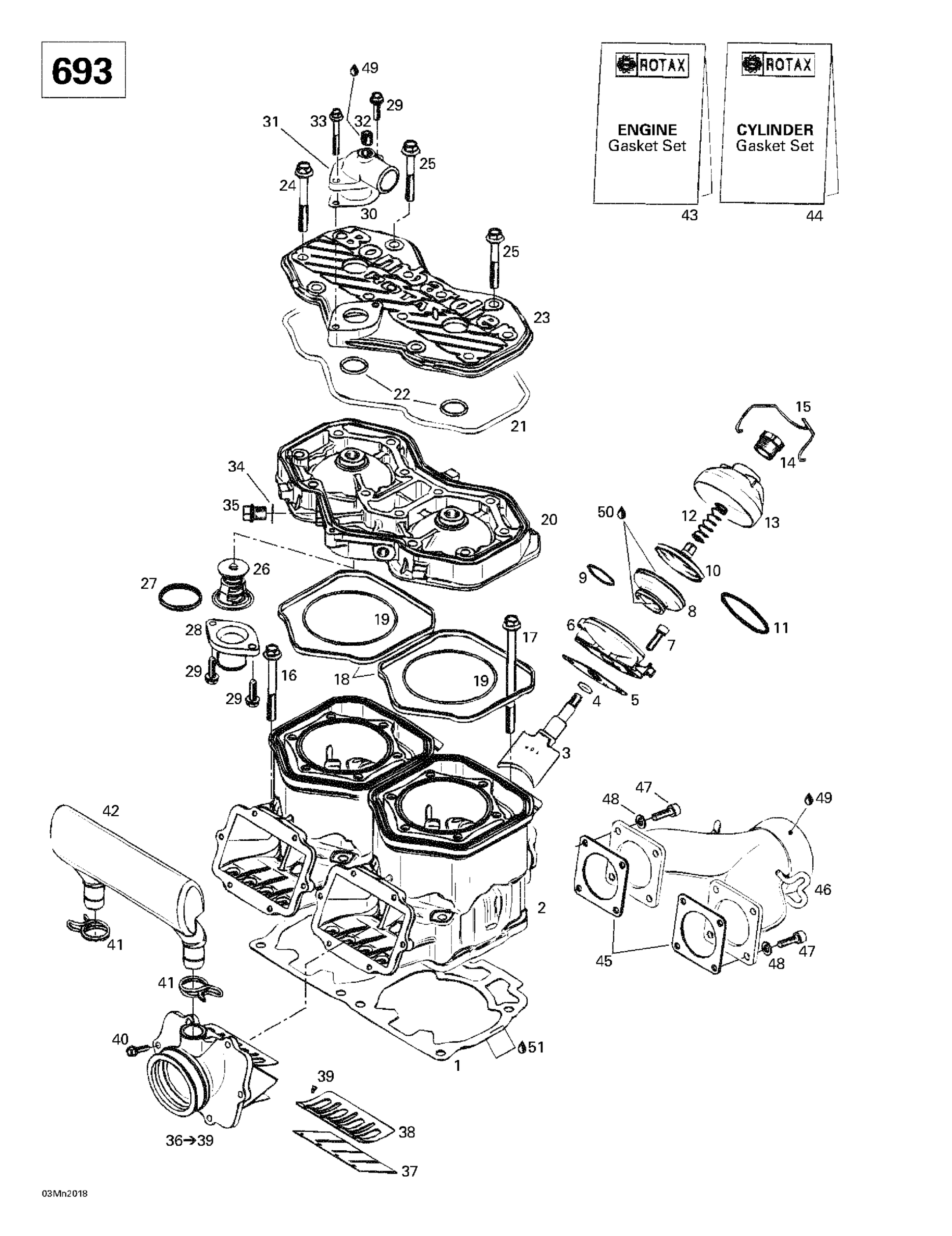 Cylinder, Exhaust Manifold, Reed Valve 2