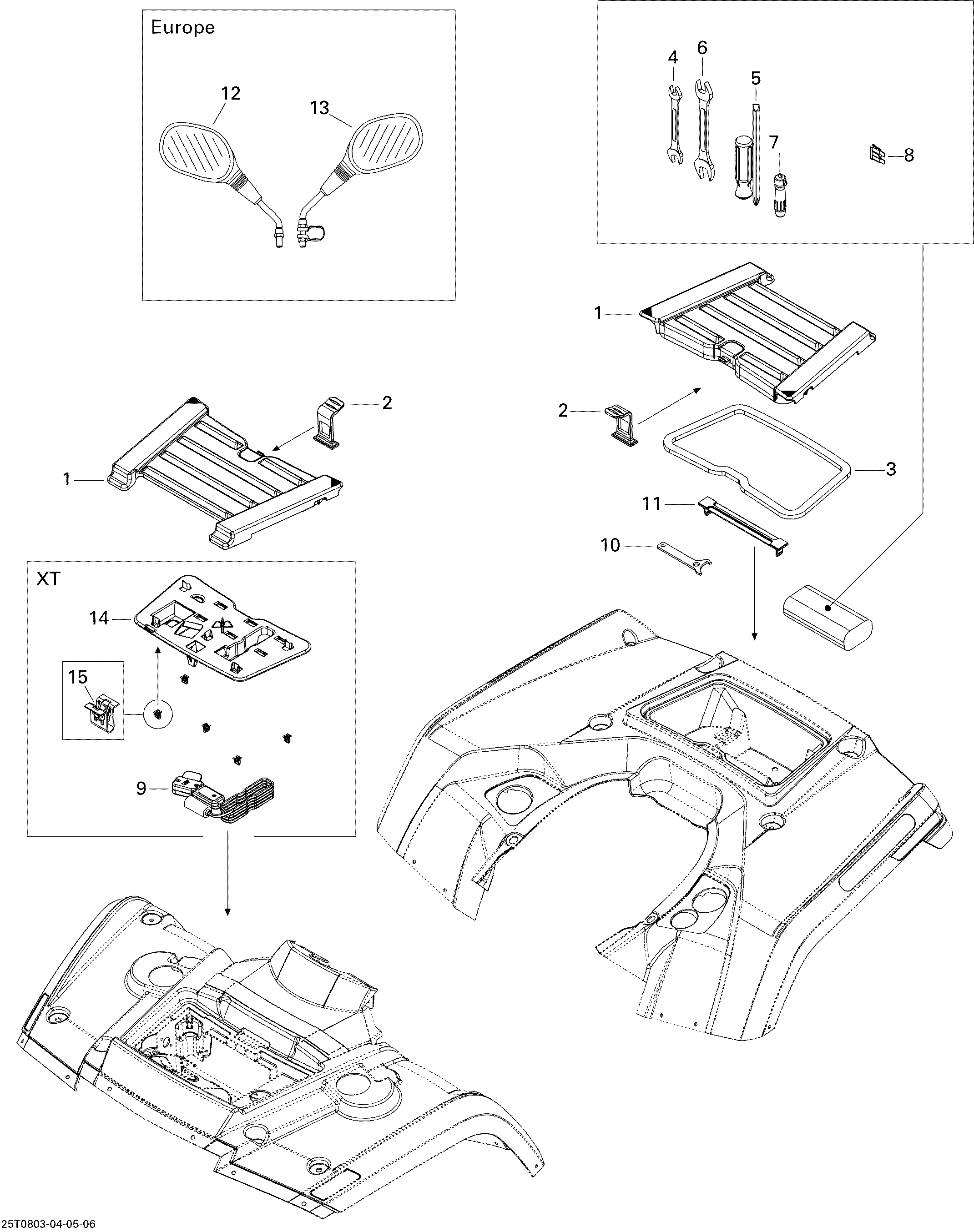 Схема узла: Front and Rear Trays XT