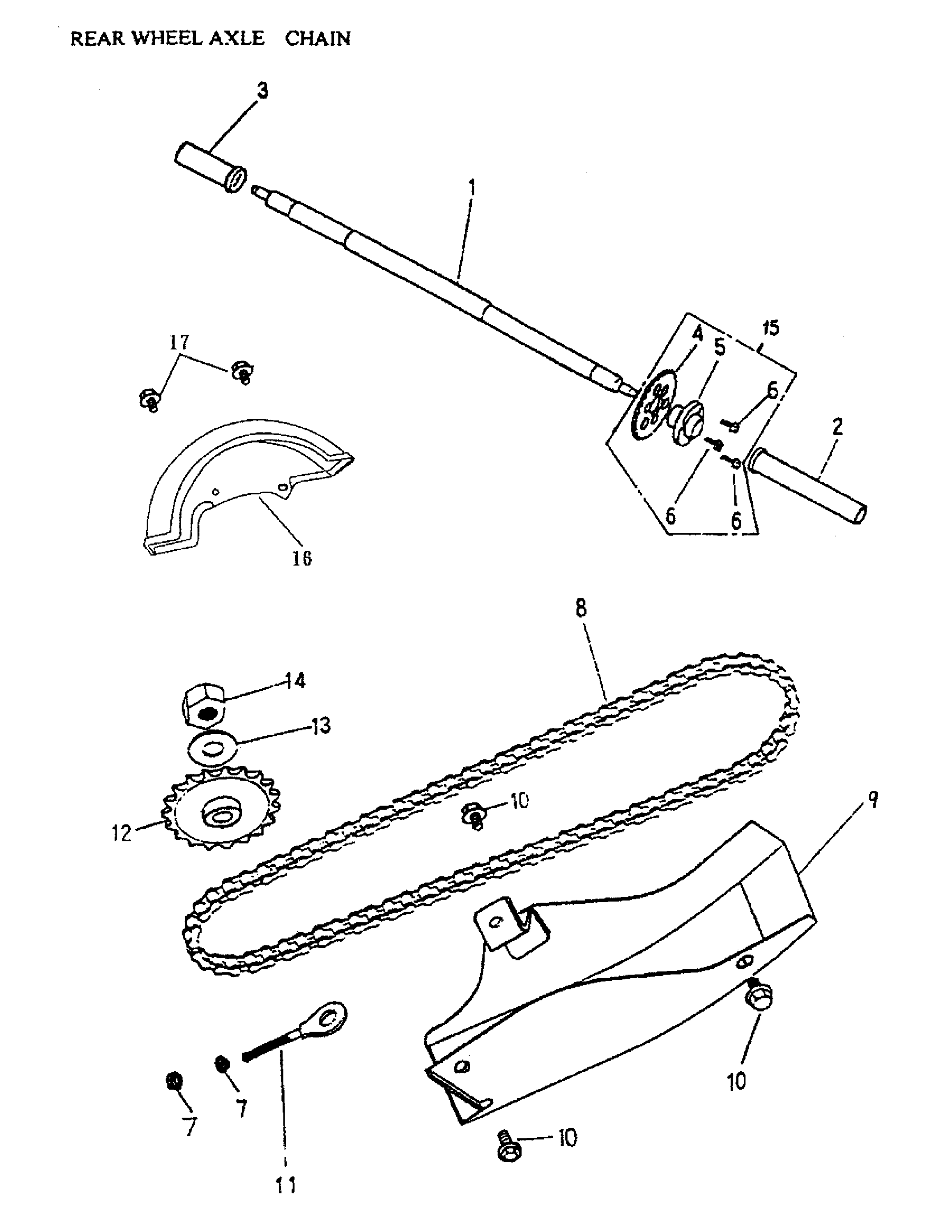 Rear Wheel Axle, Chain 170a-22