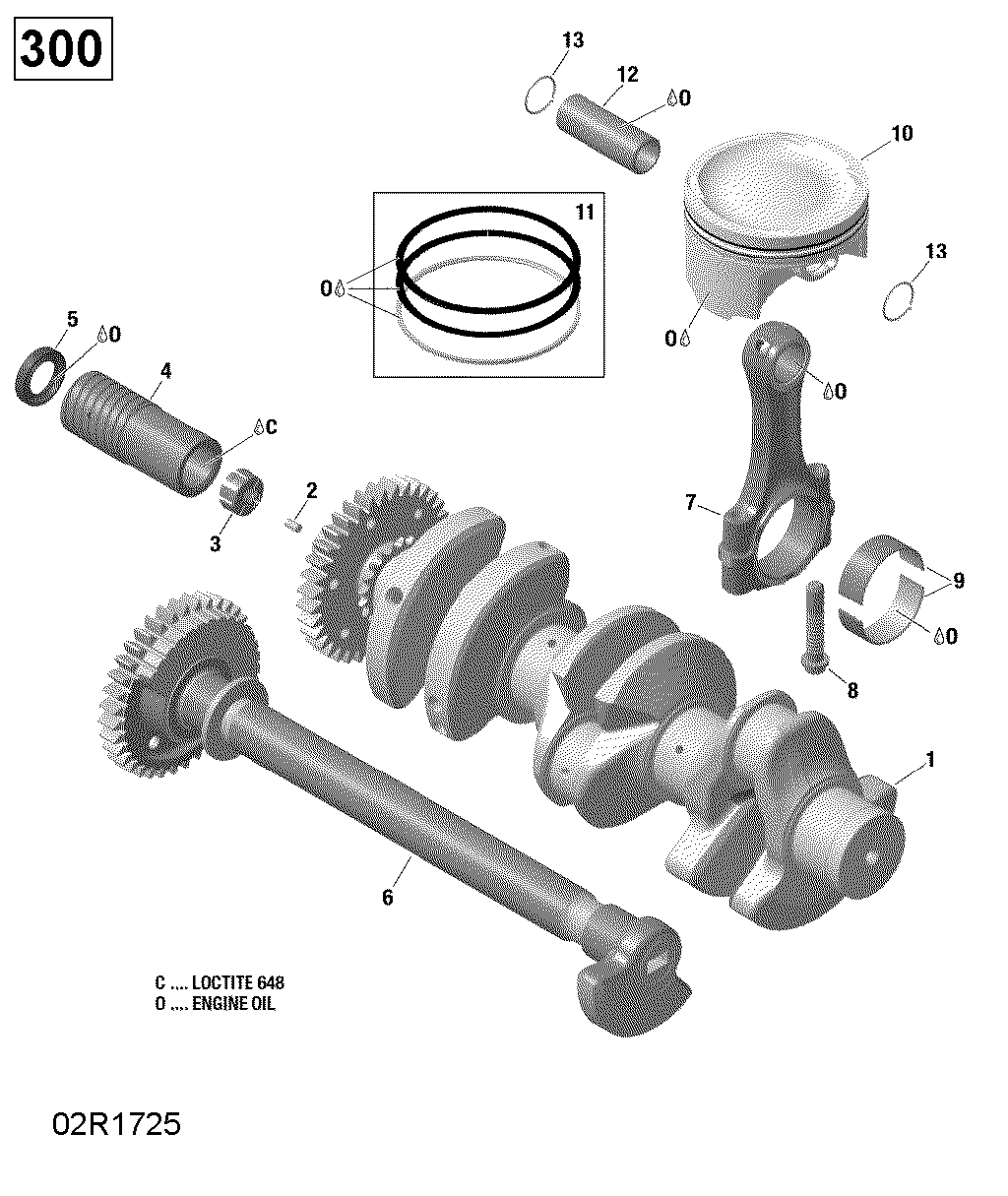 Схема узла: Crankshaft, Pistons And Balance Shaft - 300