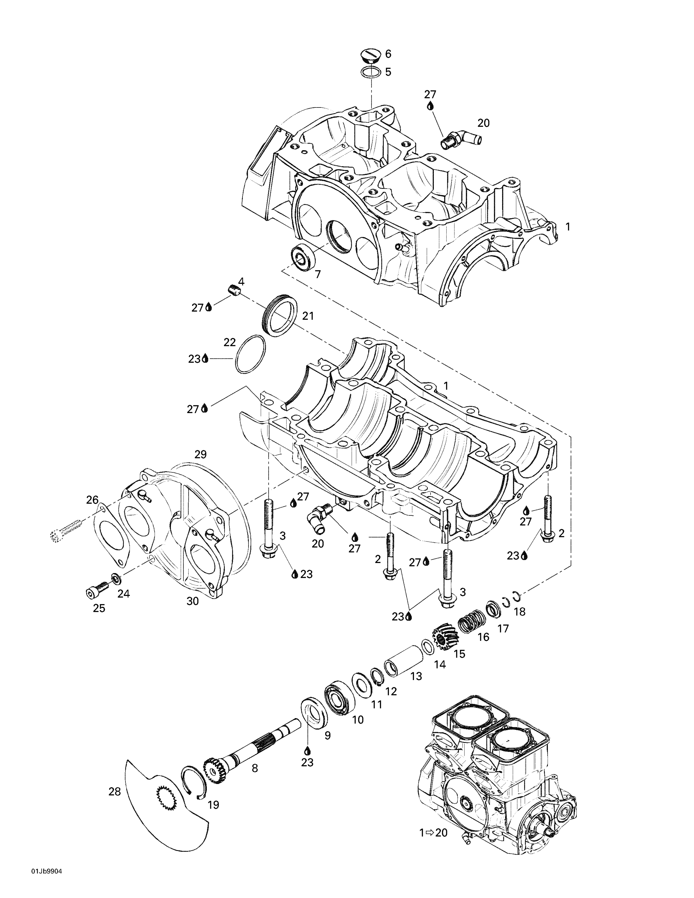 Схема узла: Crankcase, Rotary Valve