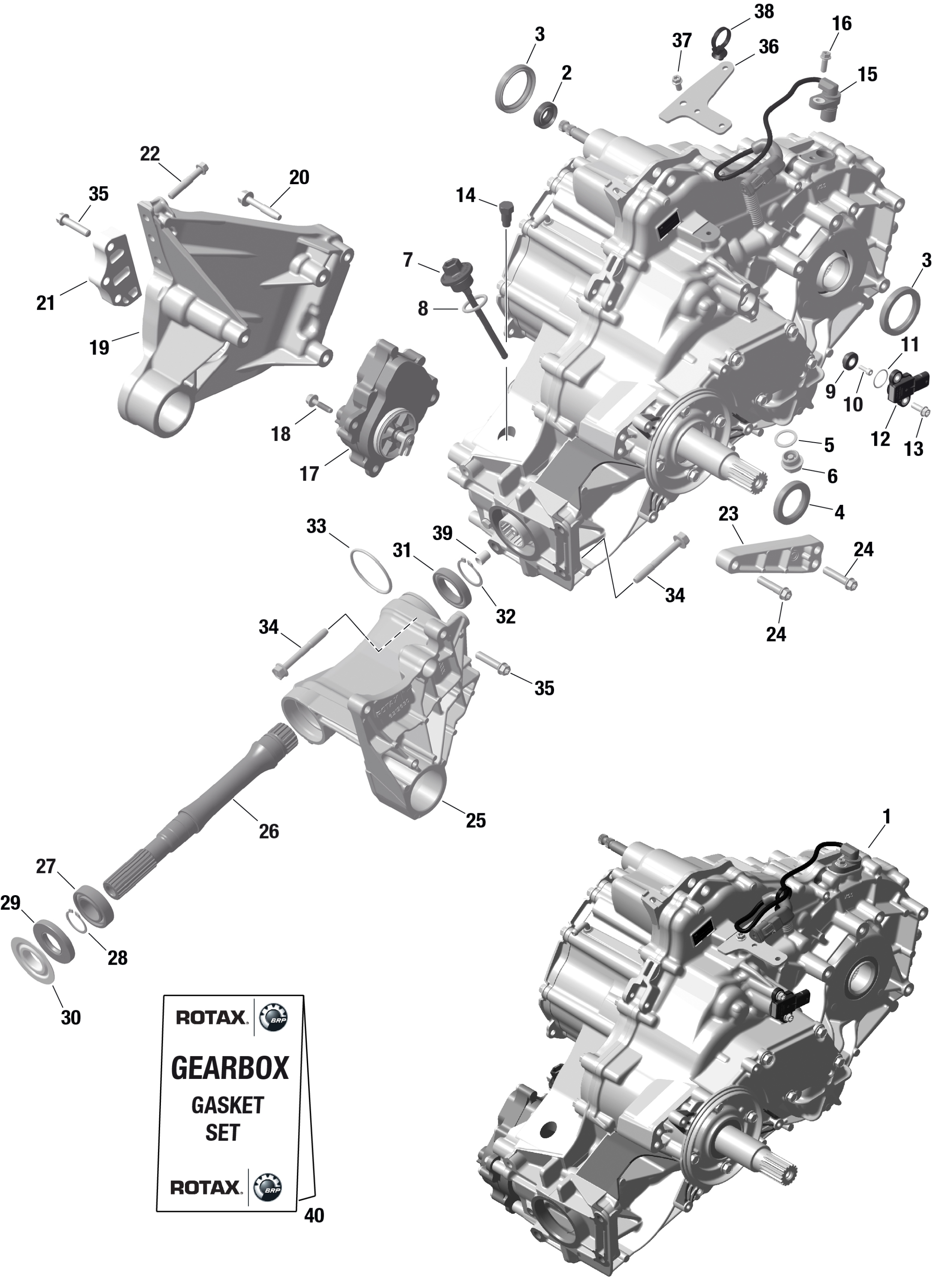 Rotax - Gear Box And Components - 509