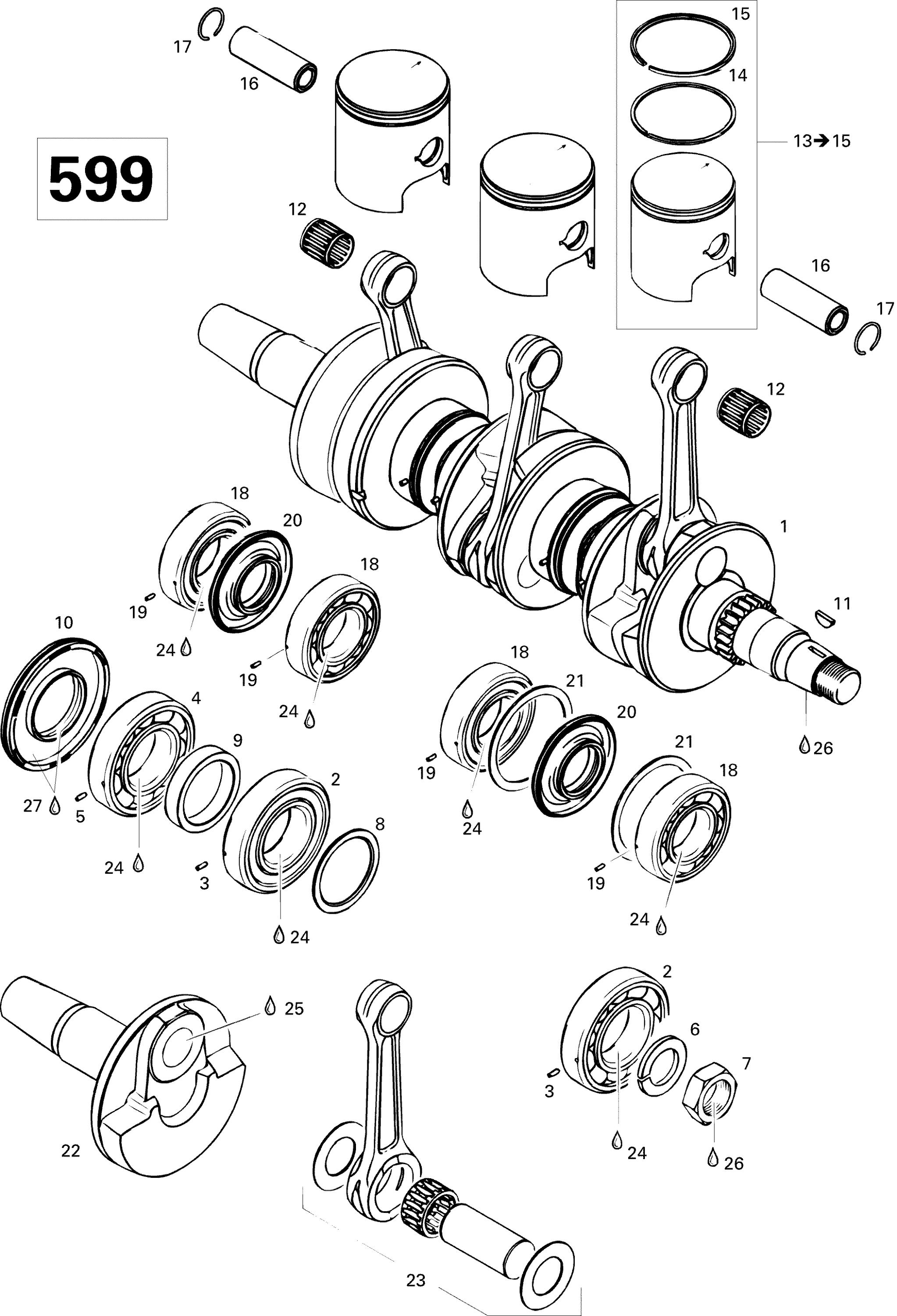 Crankshaft And Pistons 599