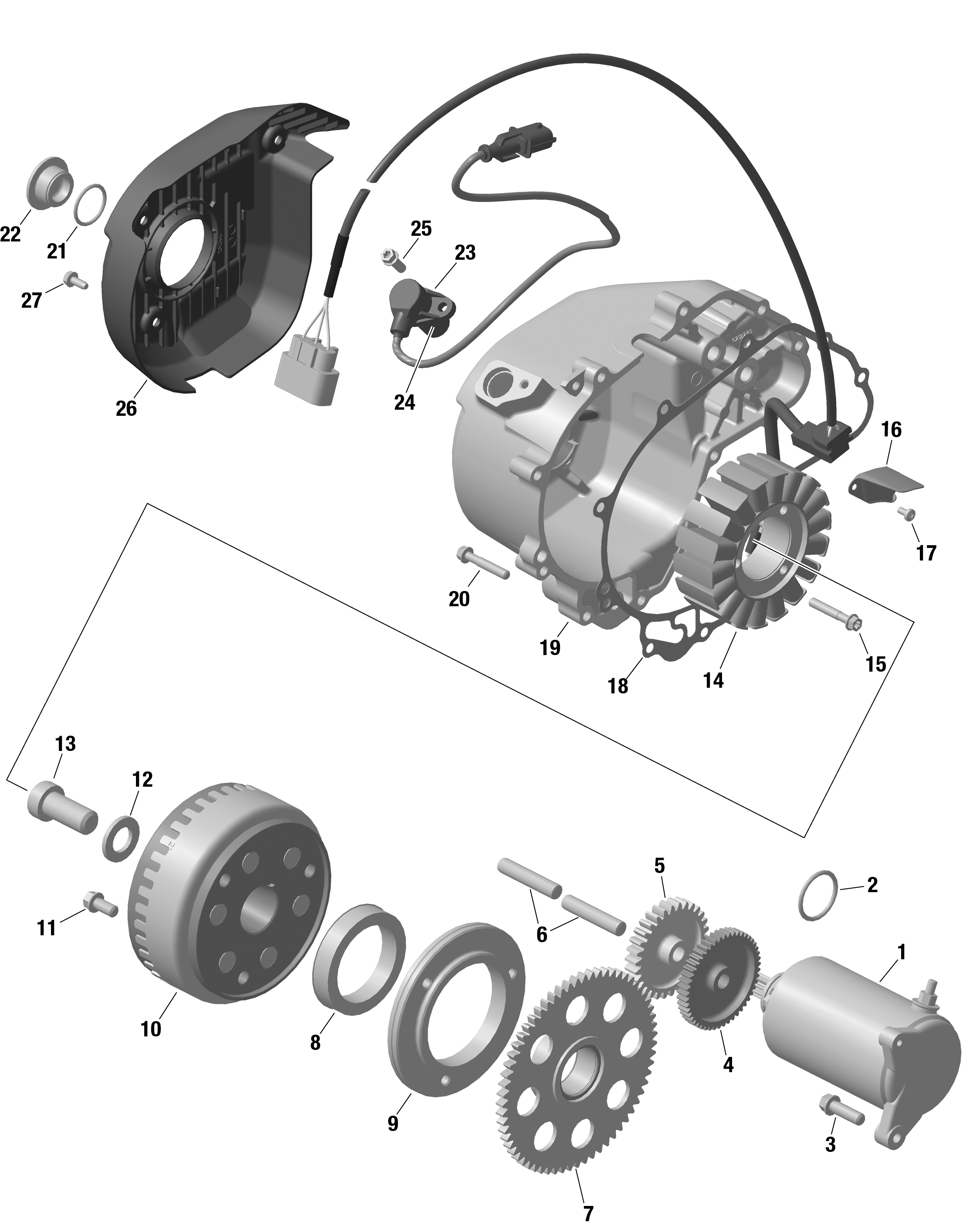 Схема узла: ROTAX - Magneto and Electric Starter