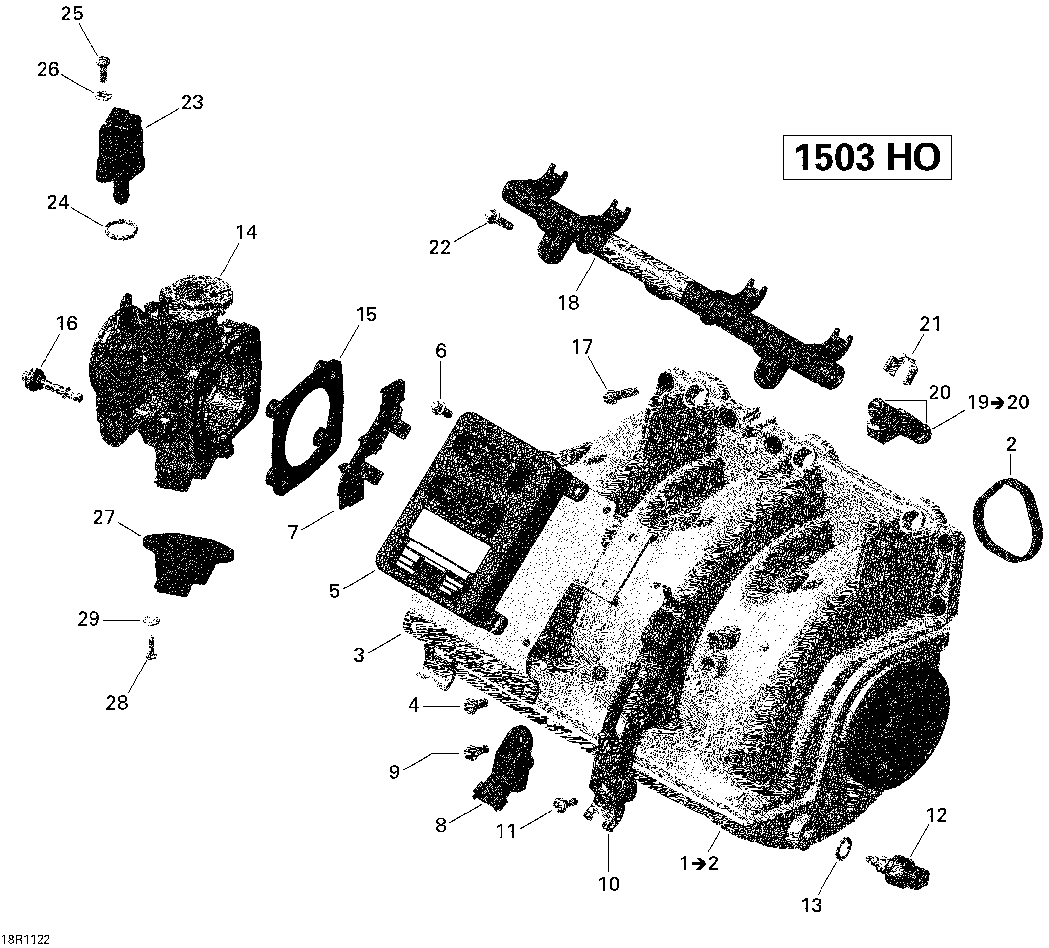 Схема узла: Air Intake Manifold And Throttle Body V2