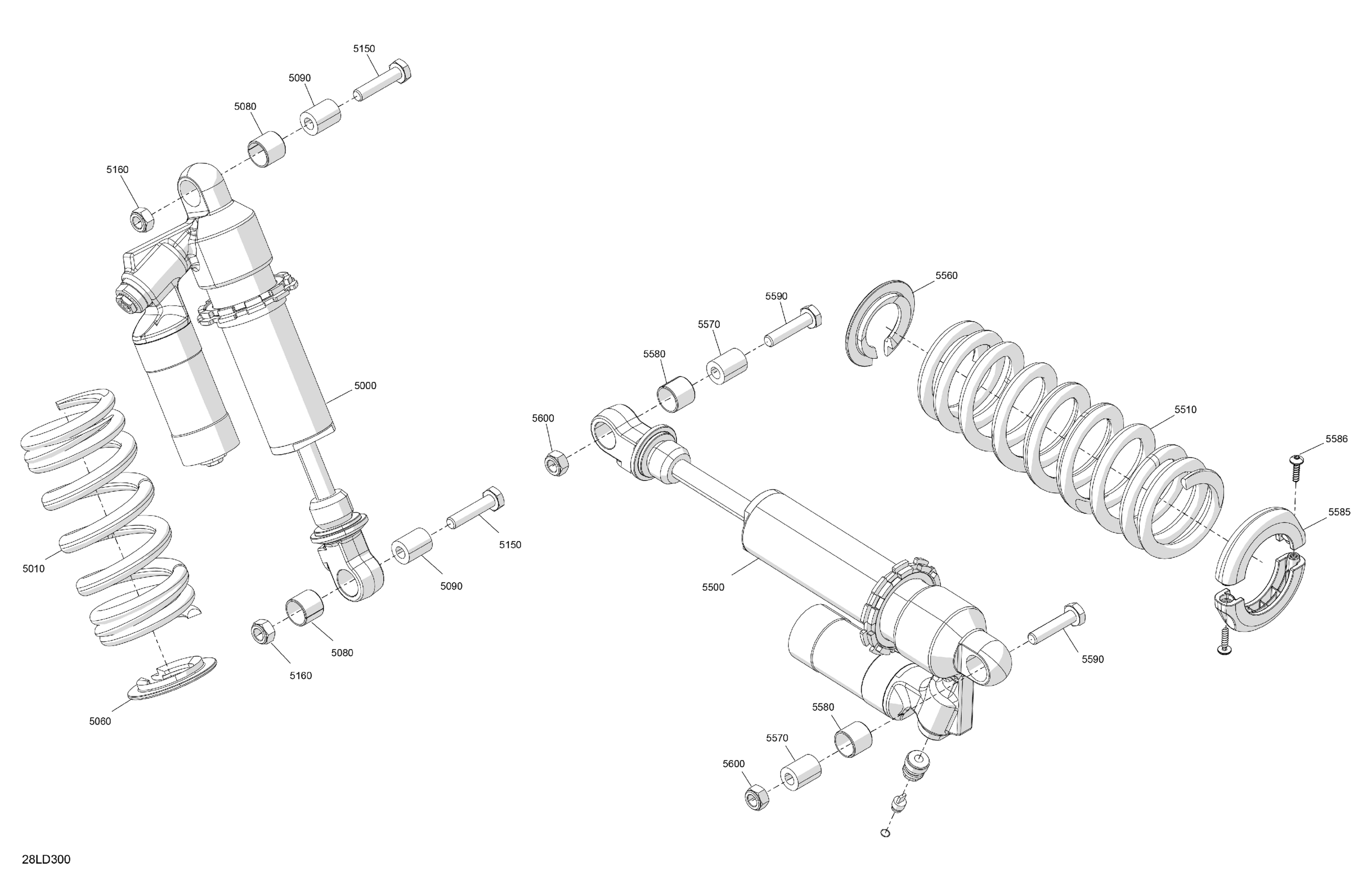 Схема узла: Suspension - Rear Shocks