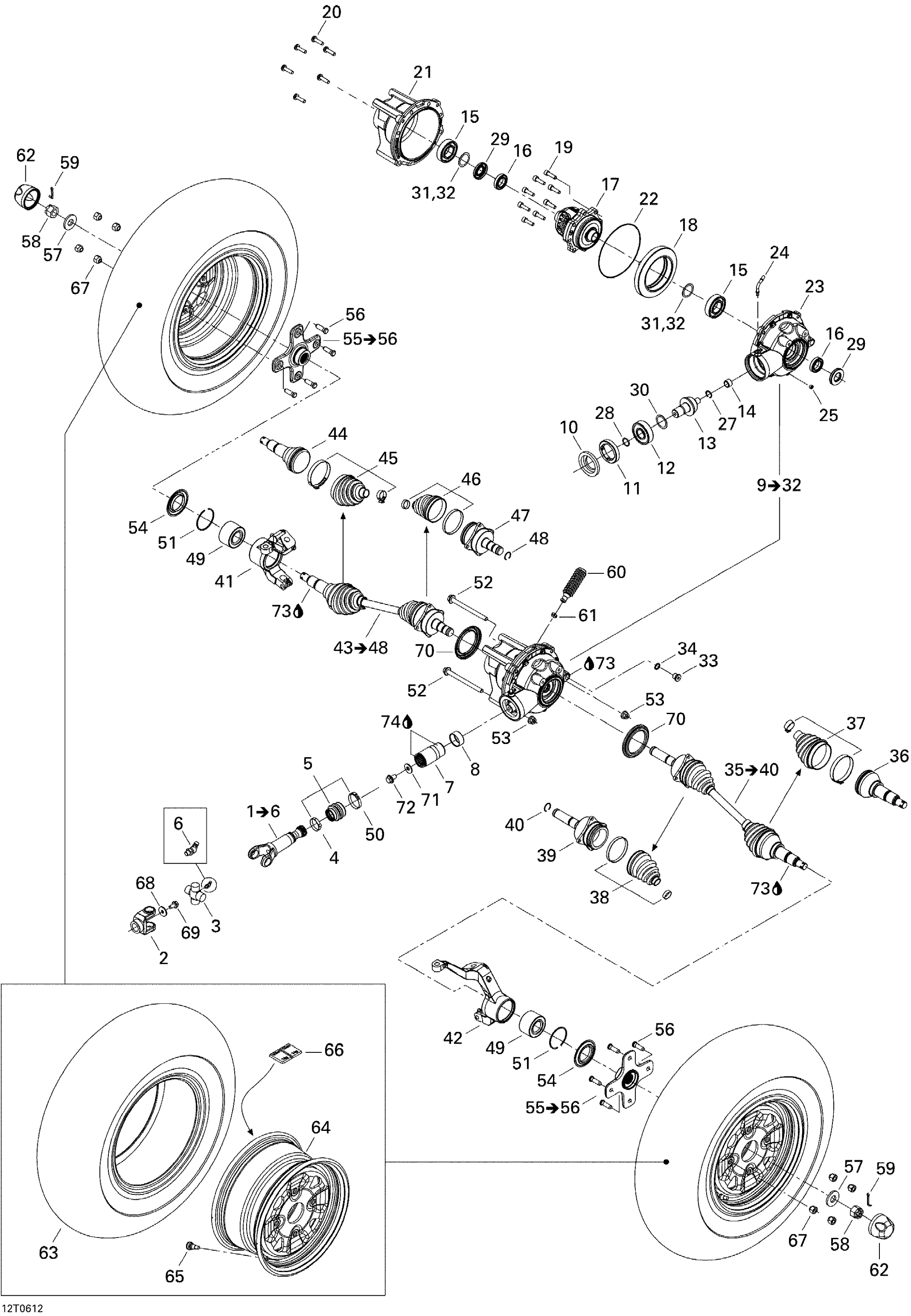 Схема узла: Drive System, Front STD